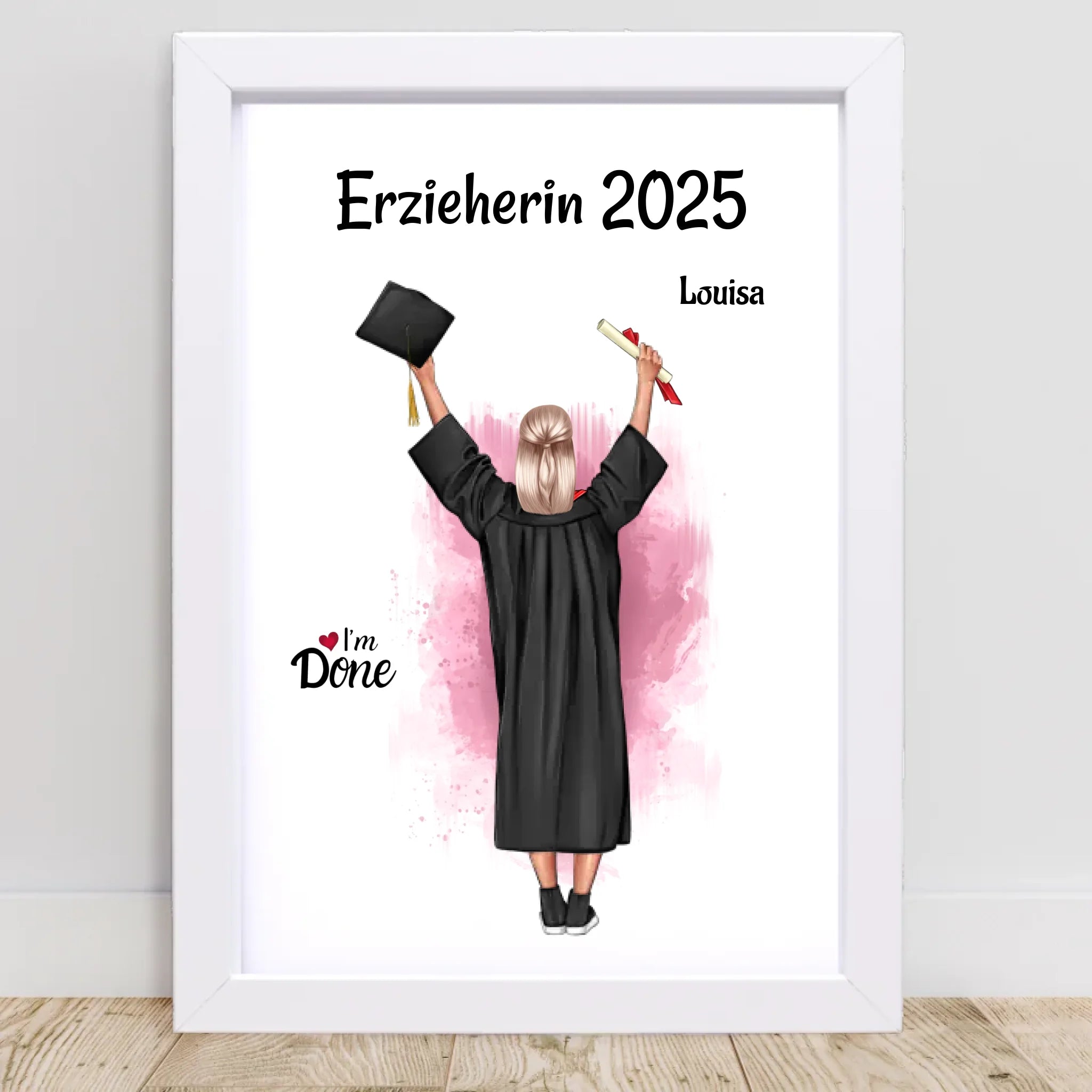 Bestandene Ausbildung MĂ€dchen Geschenk Bild personalisiert - Cantty