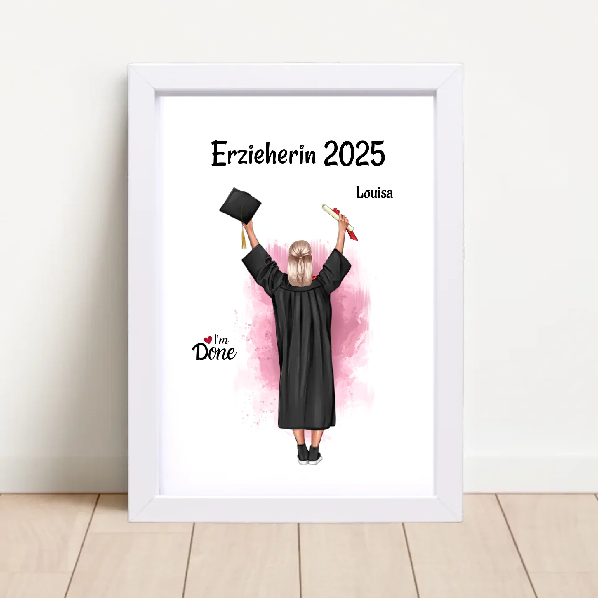 Bestandene Ausbildung MĂ€dchen Geschenk Bild personalisiert - Cantty