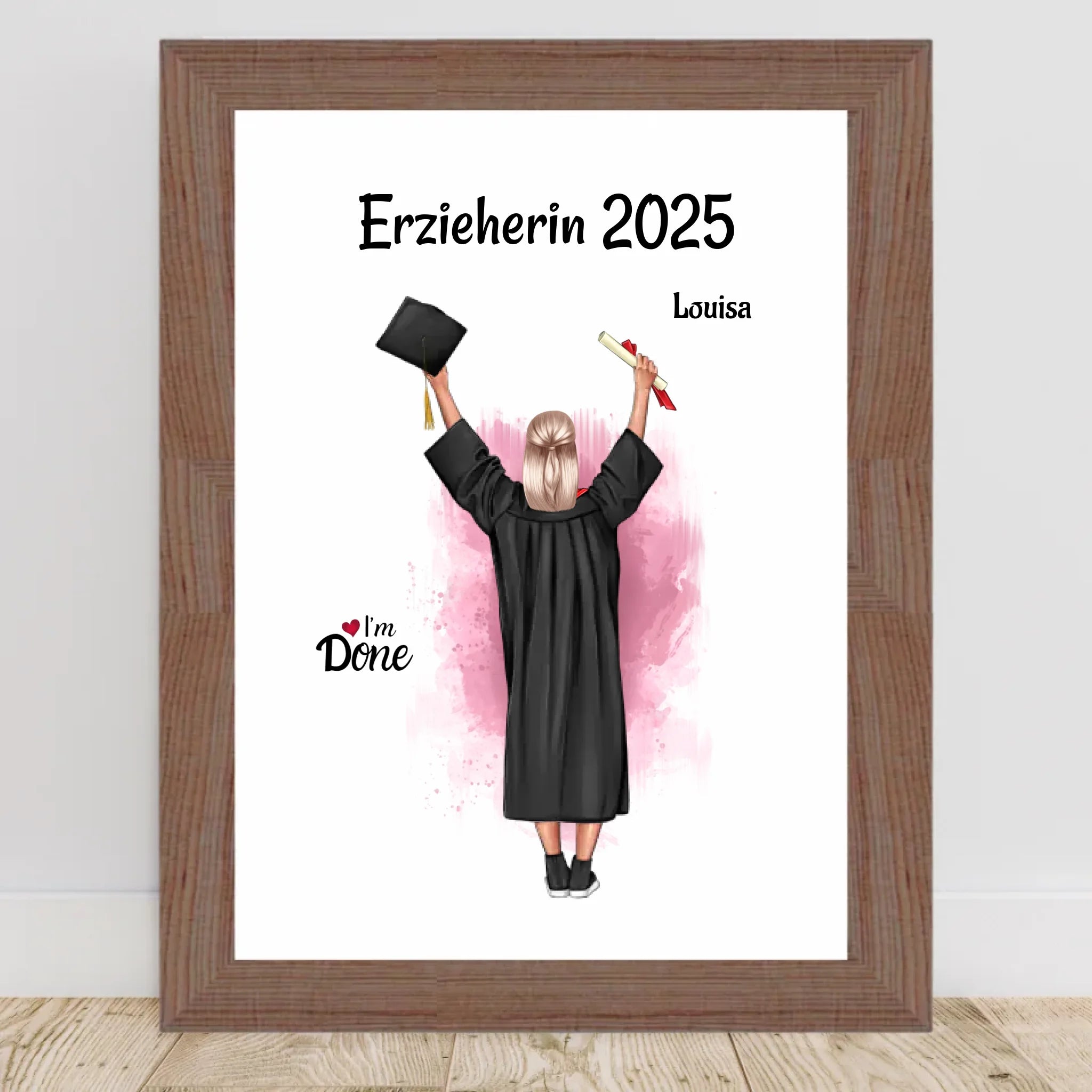 Bestandene Ausbildung MĂ€dchen Geschenk Bild personalisiert - Cantty