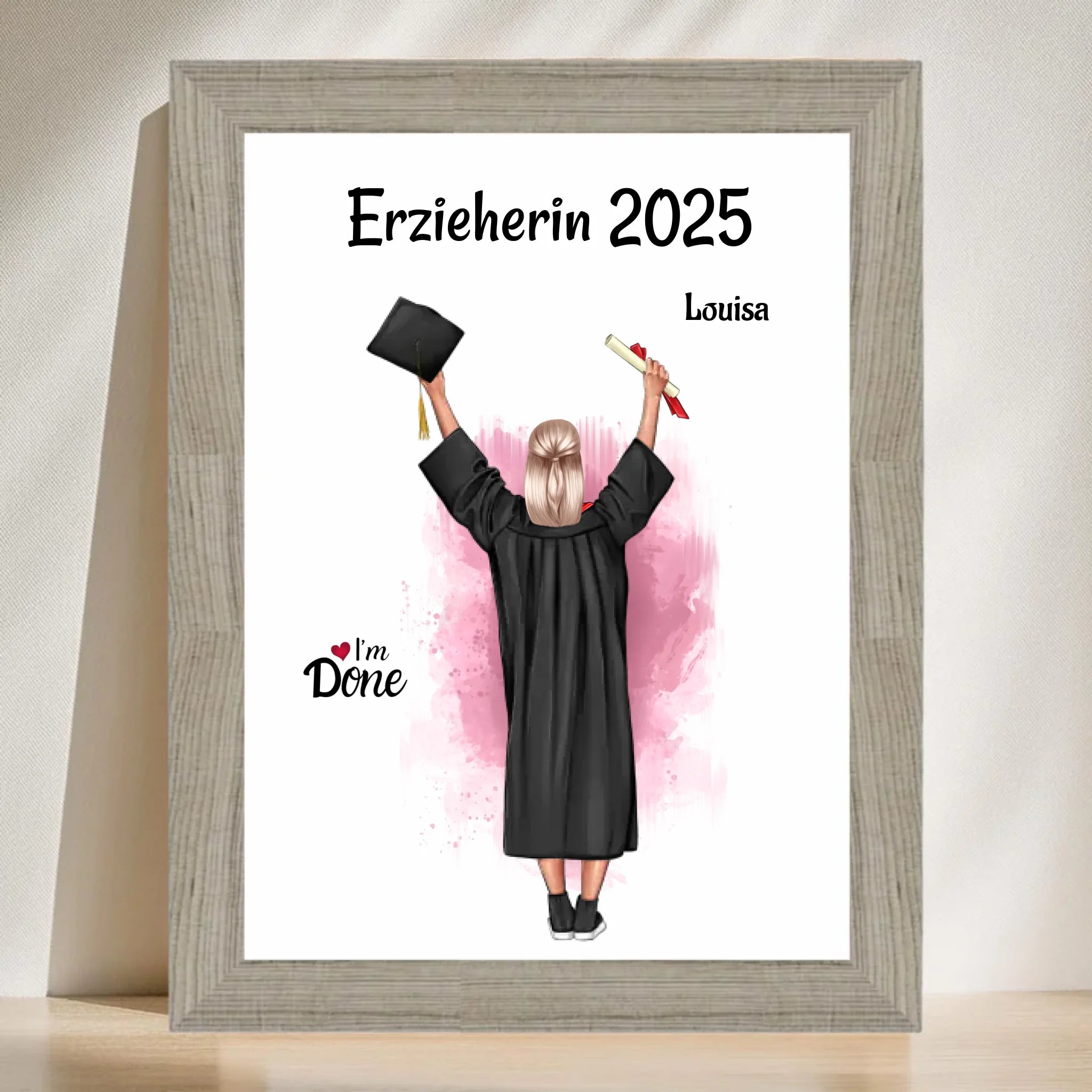 Bestandene Ausbildung MĂ€dchen Geschenk Bild personalisiert - Cantty