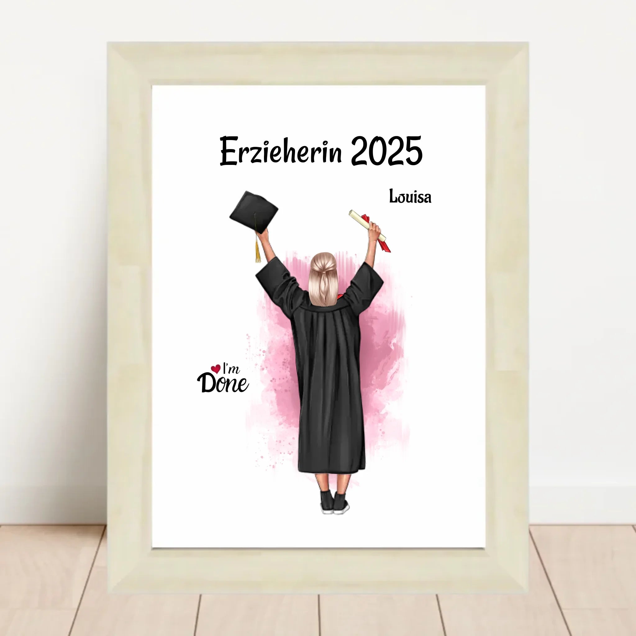 Bestandene Ausbildung MĂ€dchen Geschenk Bild personalisiert - Cantty