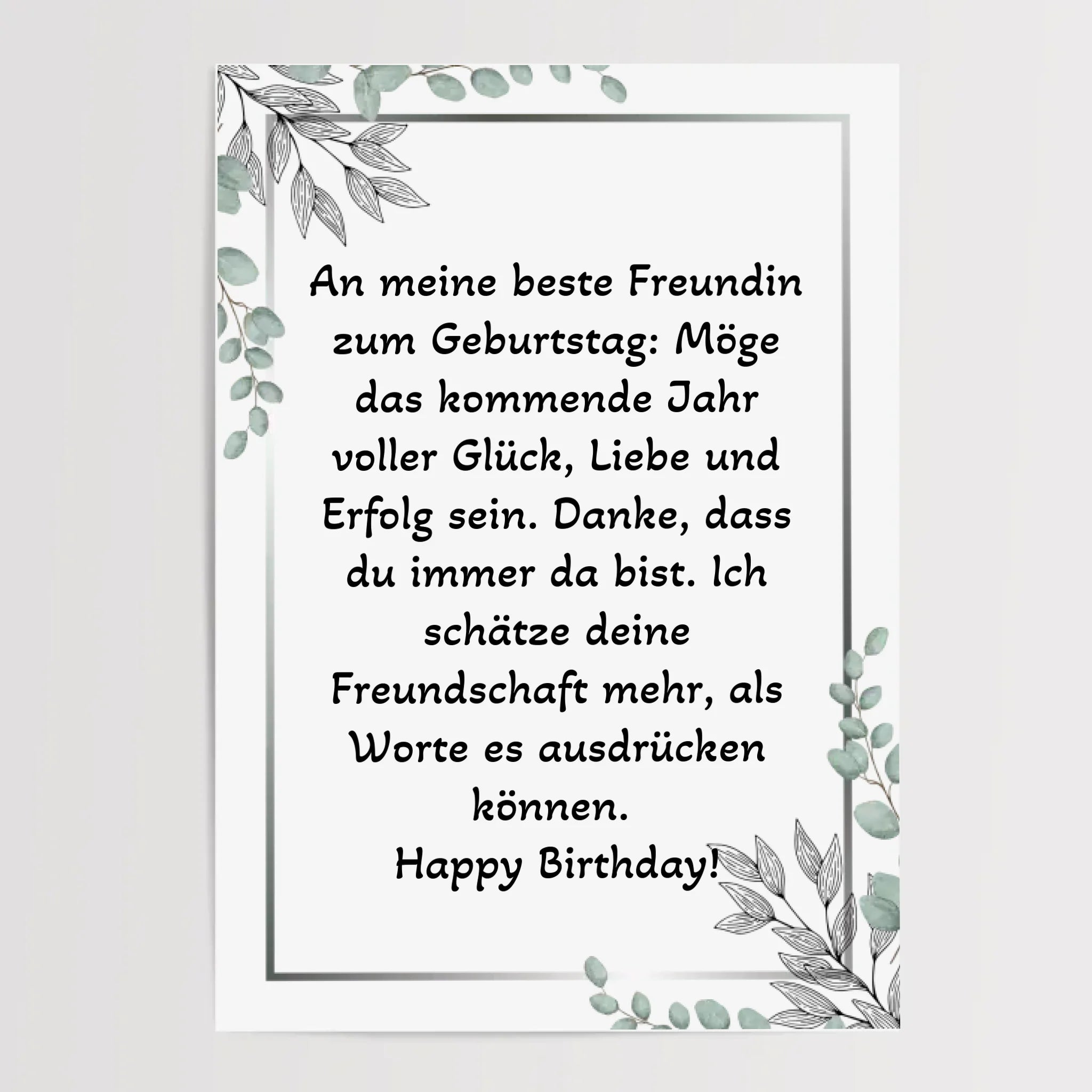 Beste Freundin Spruch zum Geburtstag Poster Geschenk - Cantty