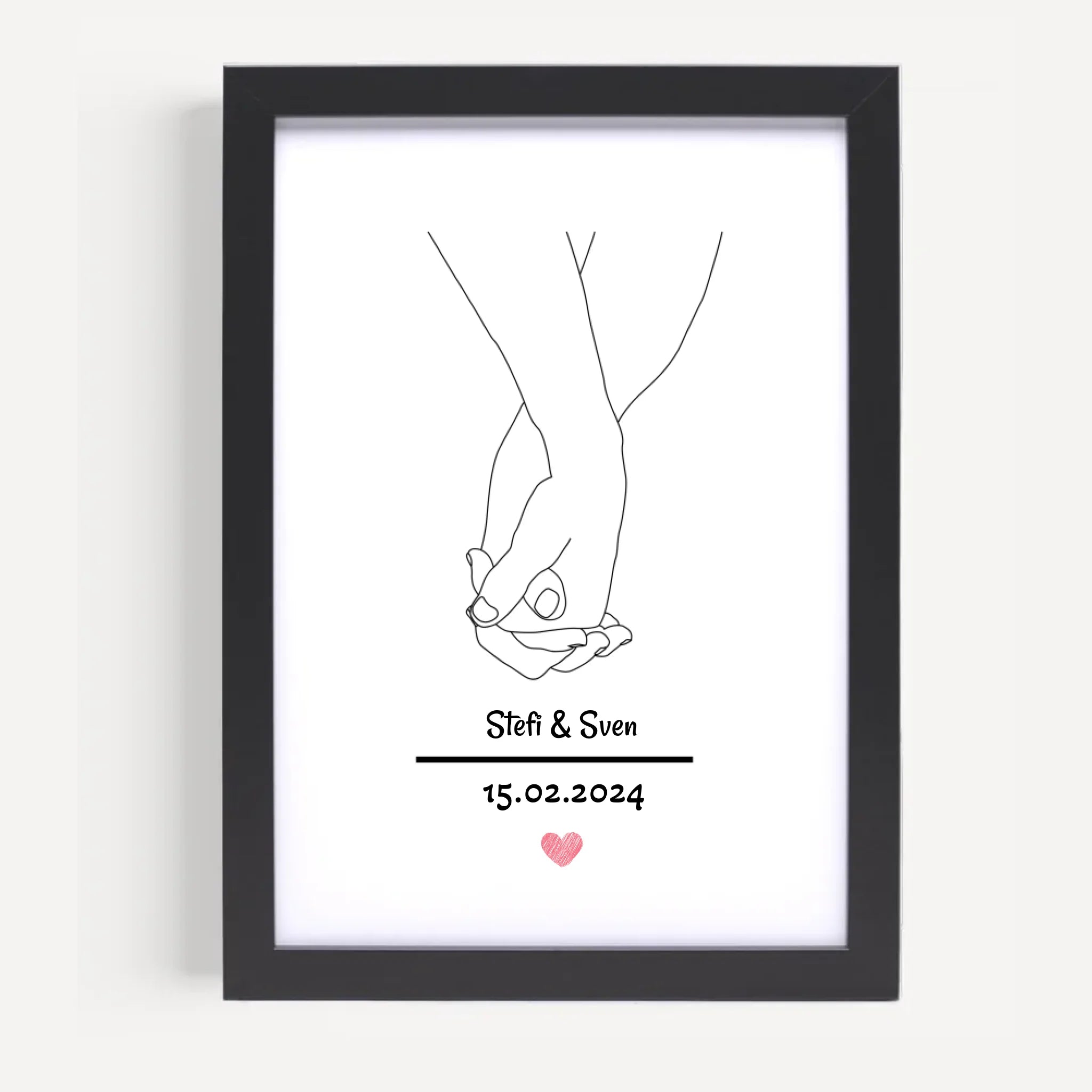 Paar Händchenhalten Linien Poster Geschenk zum Jahrestag personalisiert - Cantty