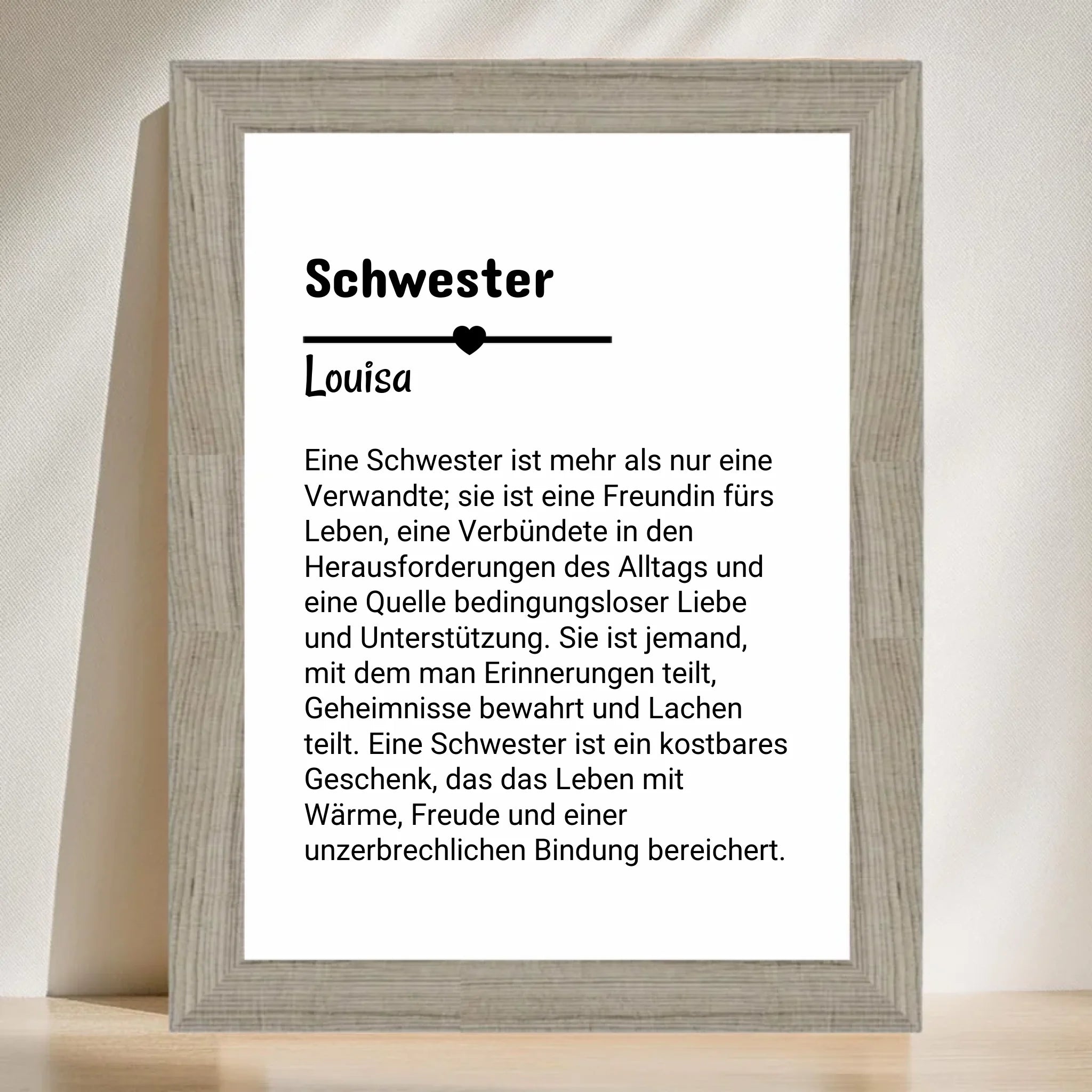 Schwester Definition geschenk Poster personalisiert - Cantty
