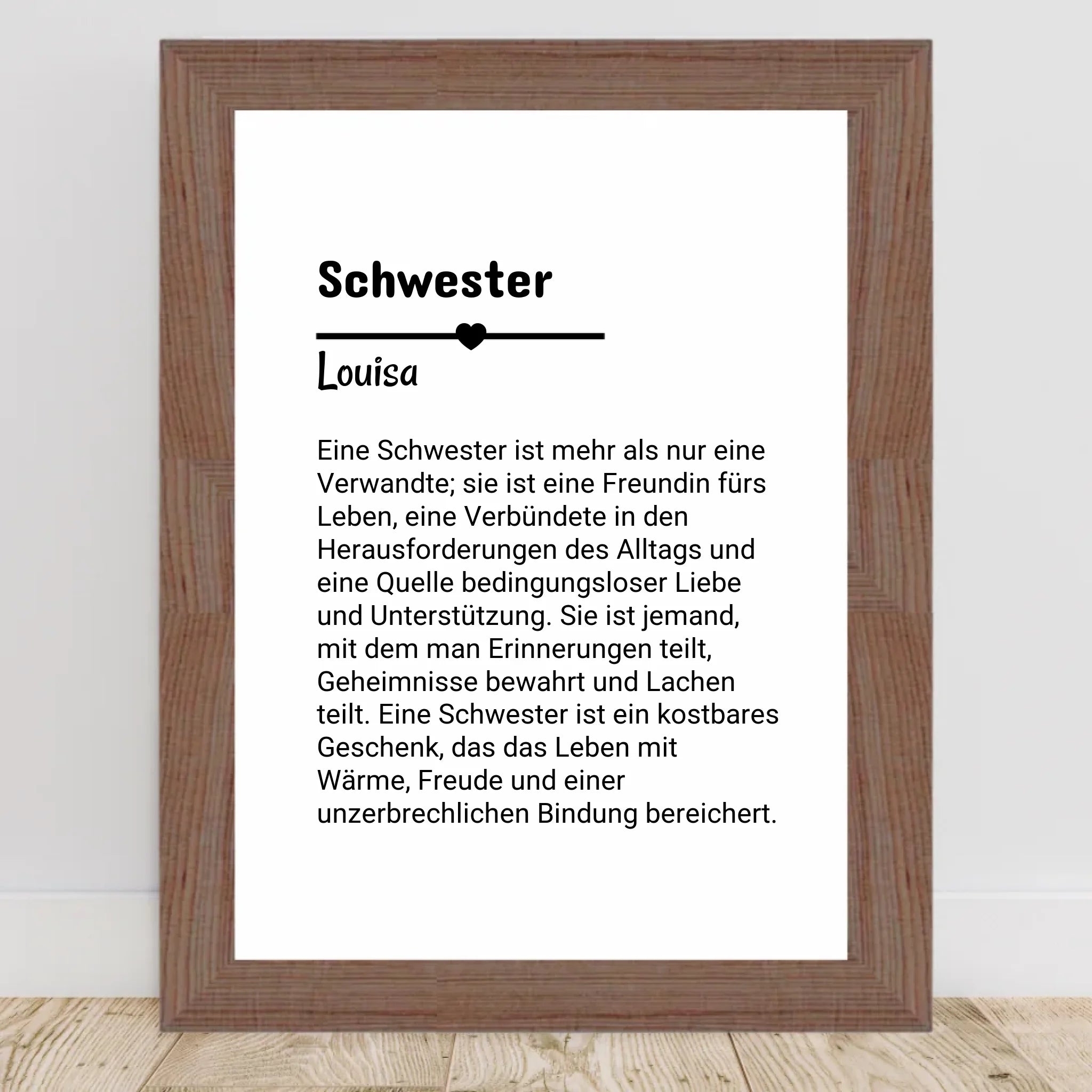 Schwester Definition geschenk Poster personalisiert - Cantty