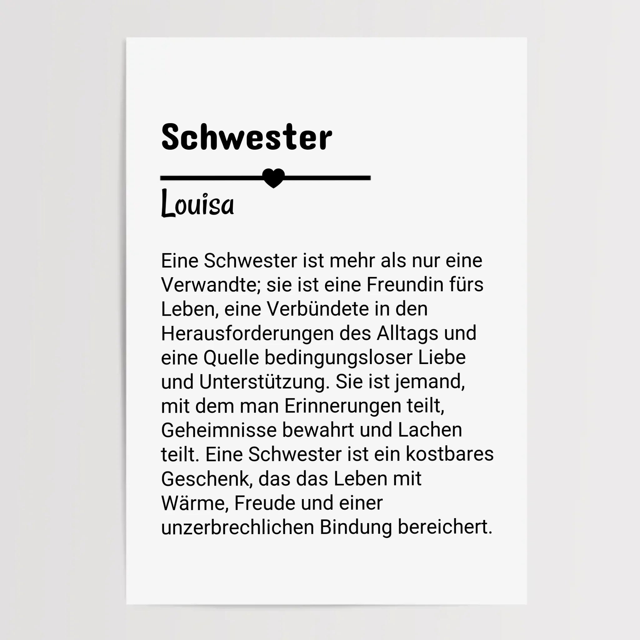 Schwester Definition geschenk Poster personalisiert - Cantty