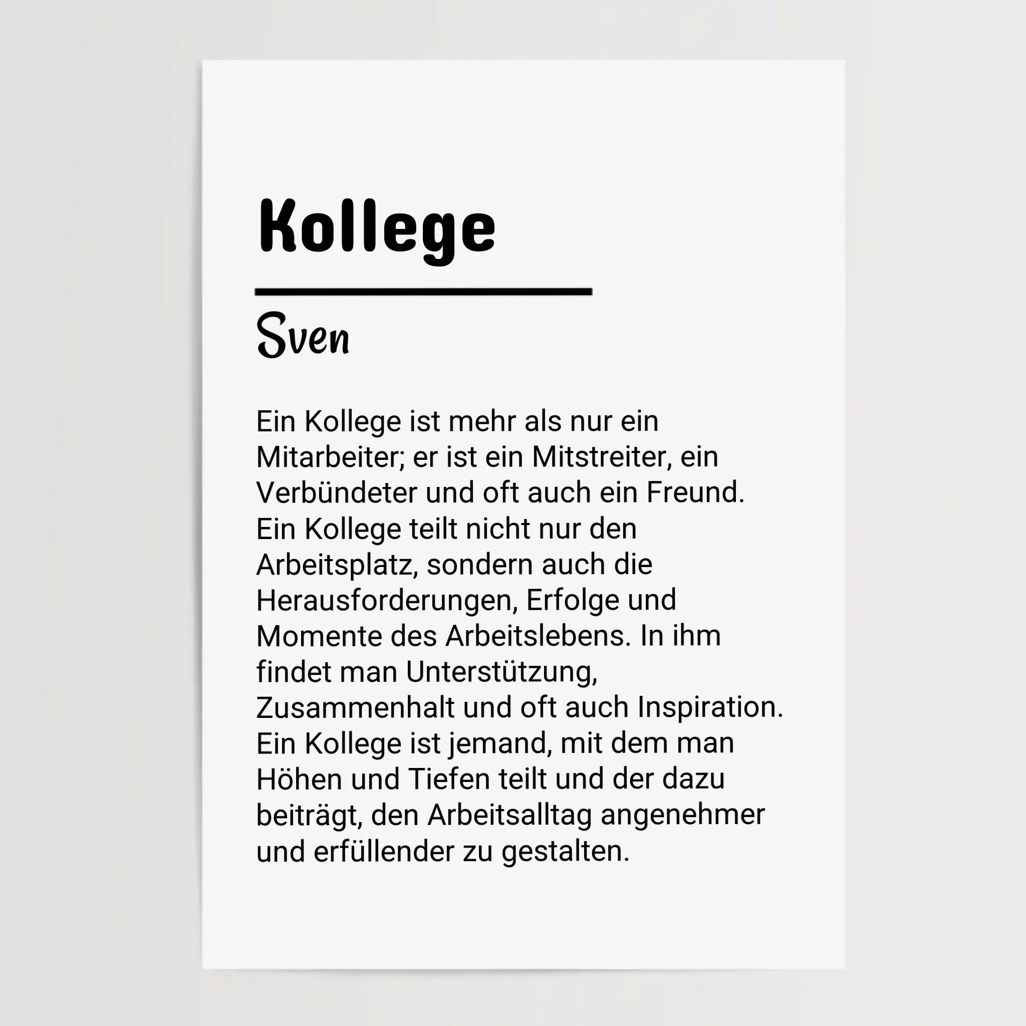 Kollege Definition Poster Geschenk personalisiert - Cantty