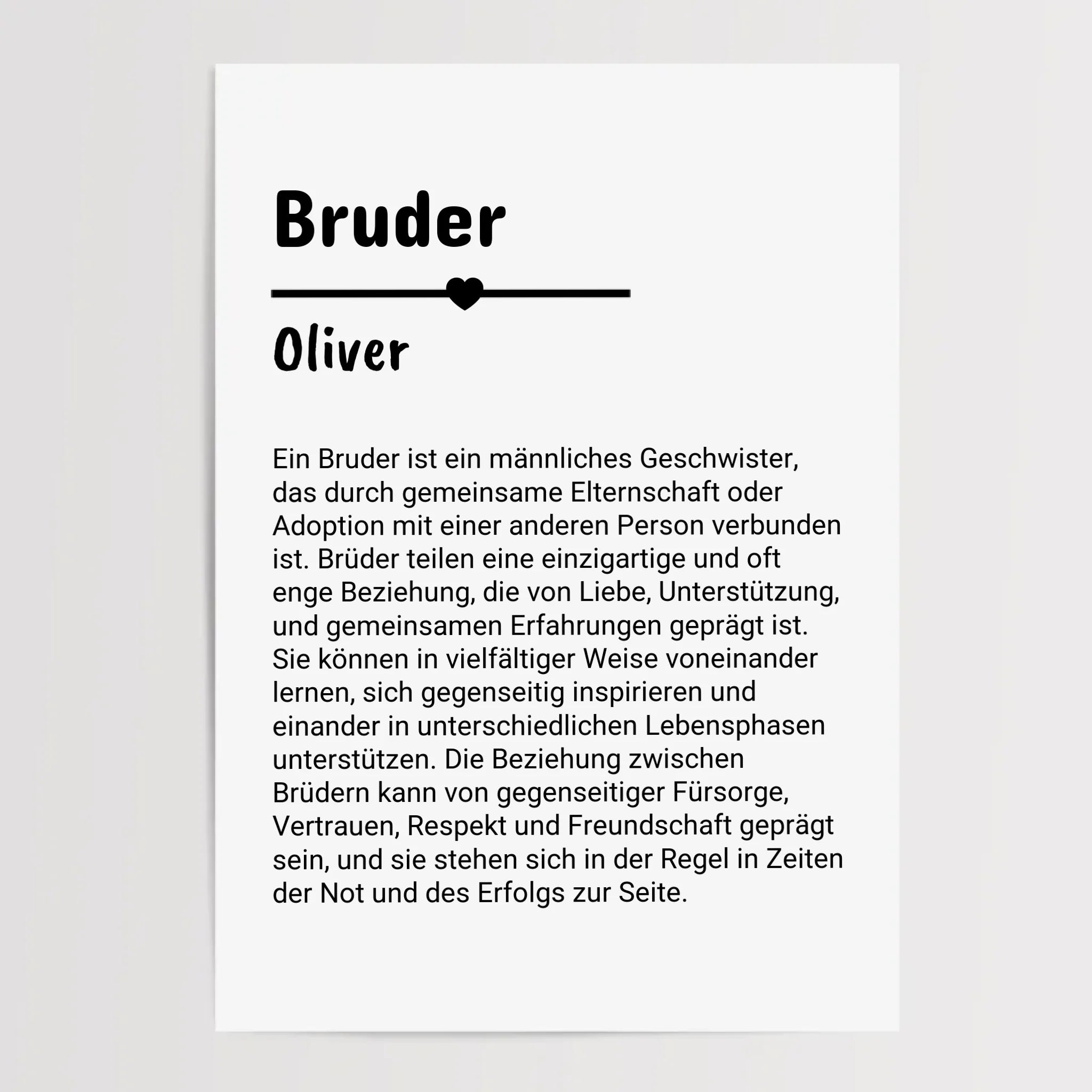 Bruder Definition Geschenk Poster personalisiert - Cantty