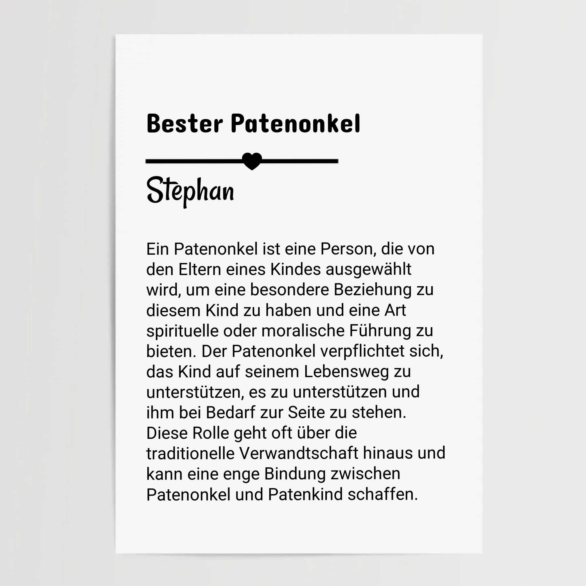Definition Patenonkel Poster Geschenk personalisiert - Cantty