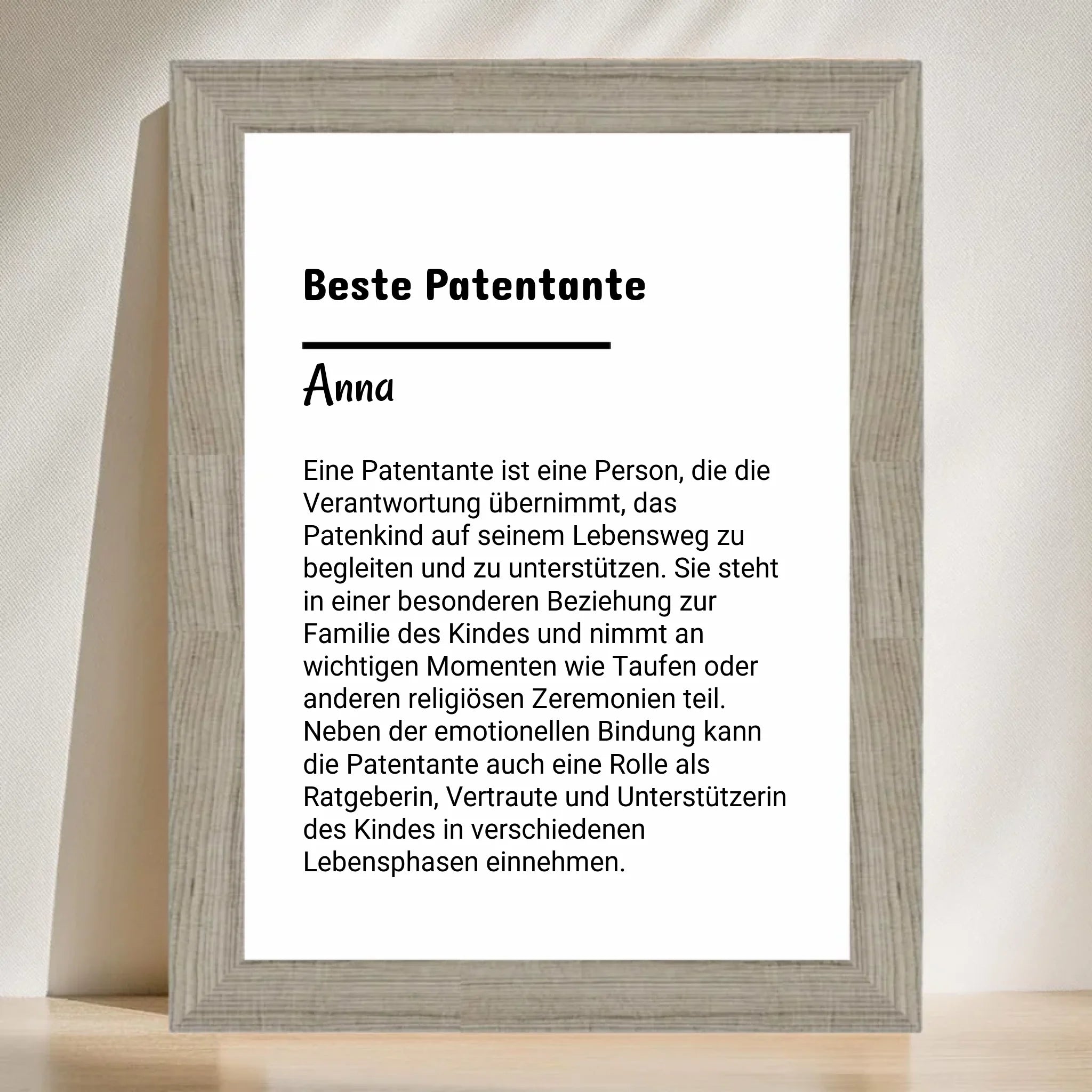 Patentante Definition Posterdruck Geschenk personalisiert - Cantty