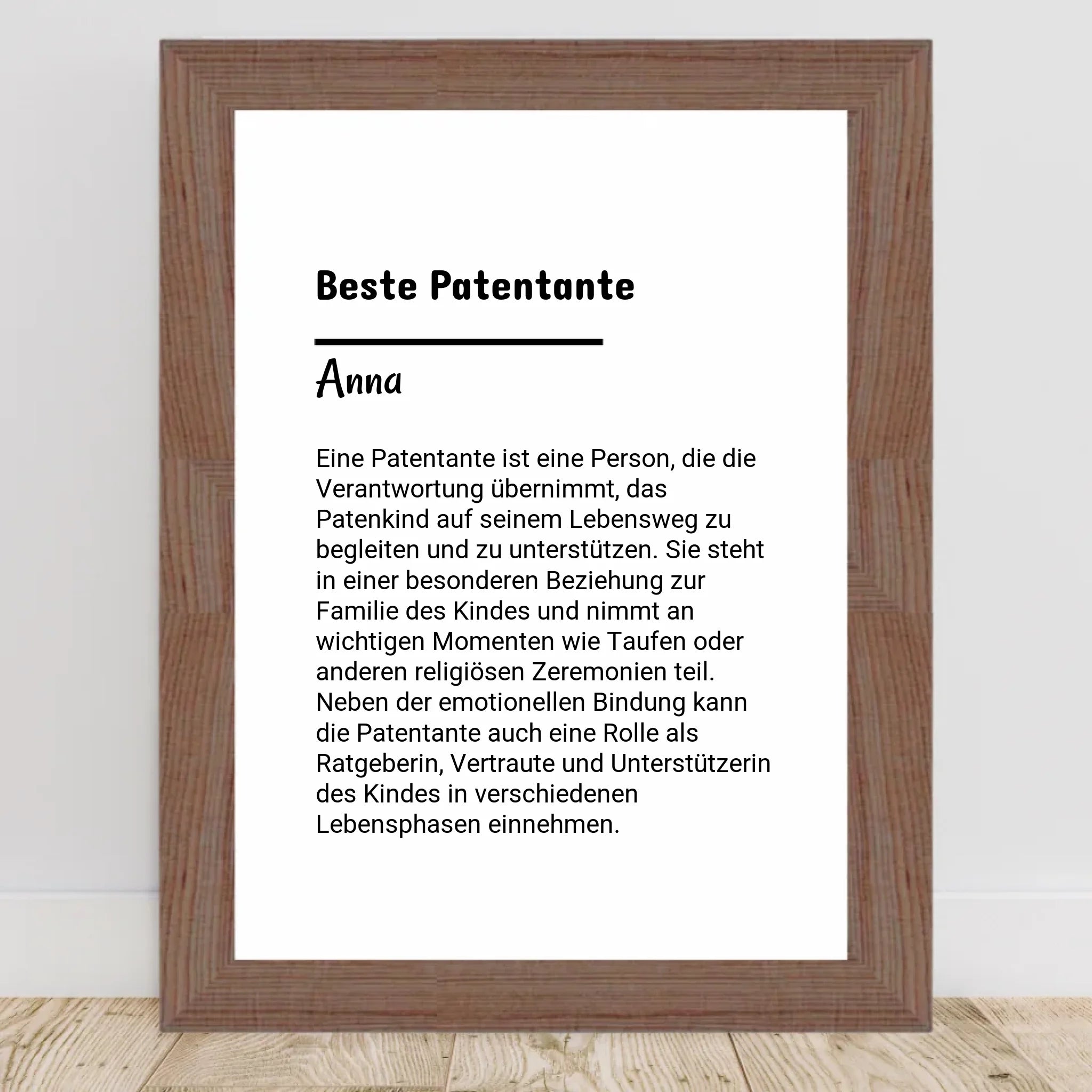 Patentante Definition Posterdruck Geschenk personalisiert - Cantty