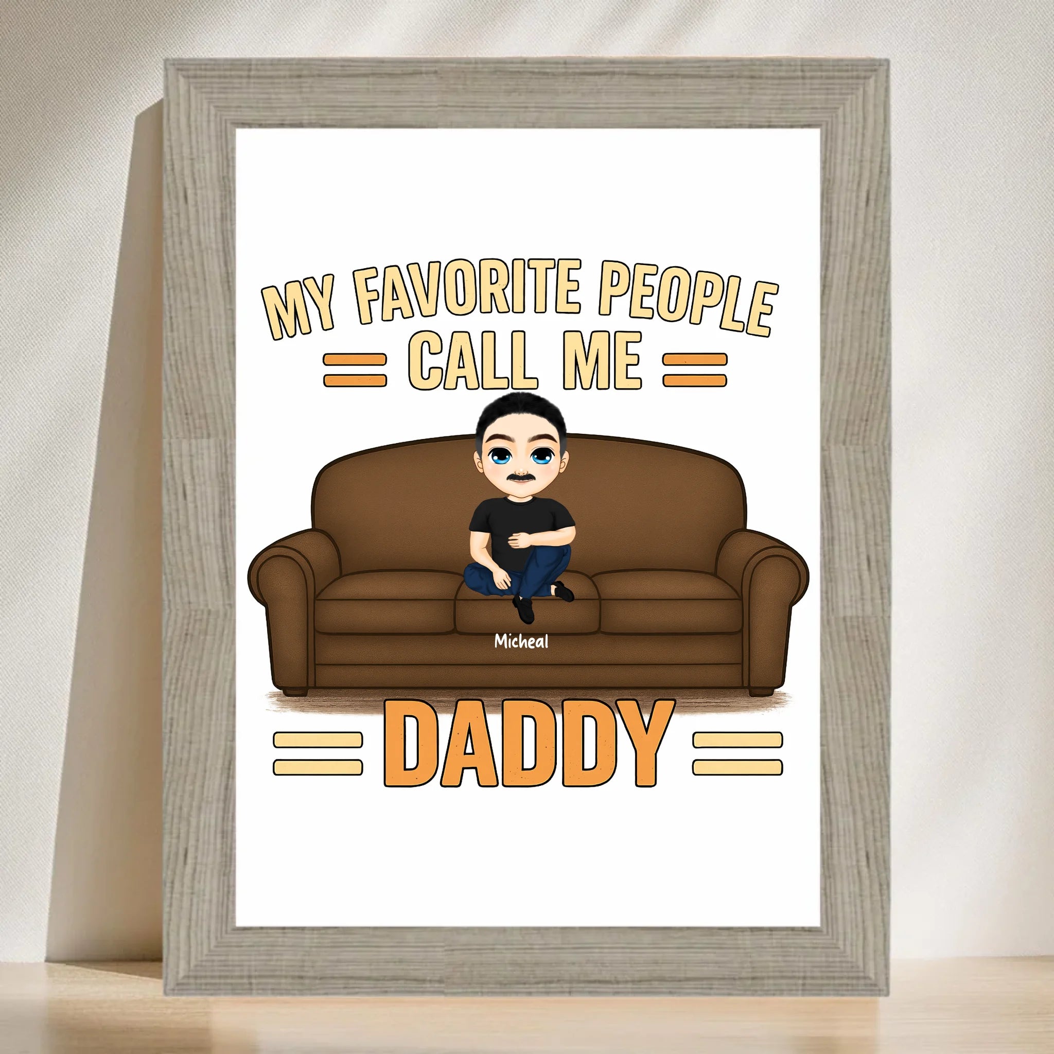 Papa Kinder Cartoon Illustration Poster Geschenk personalisierbar - Cantty