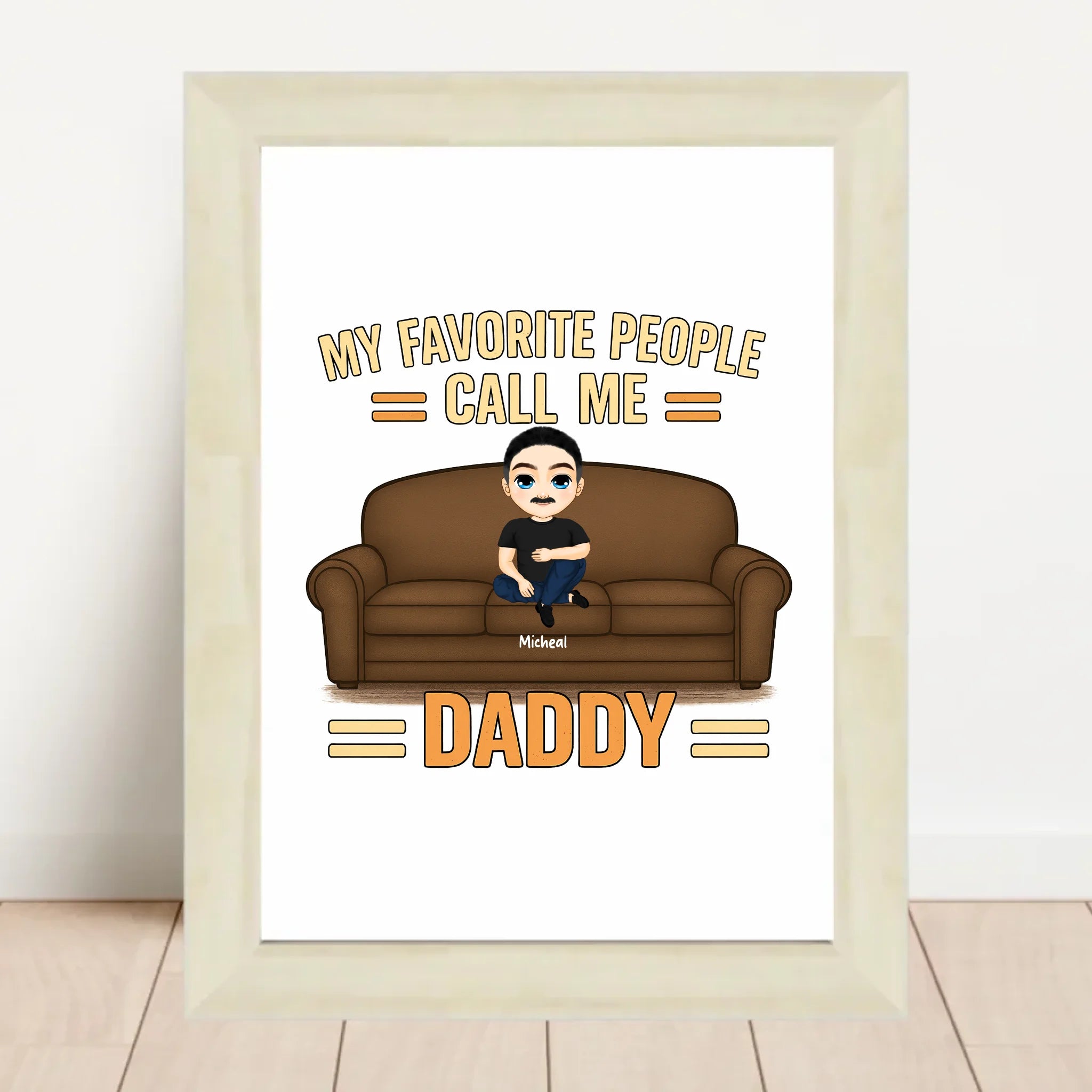 Papa Kinder Cartoon Illustration Poster Geschenk personalisierbar - Cantty