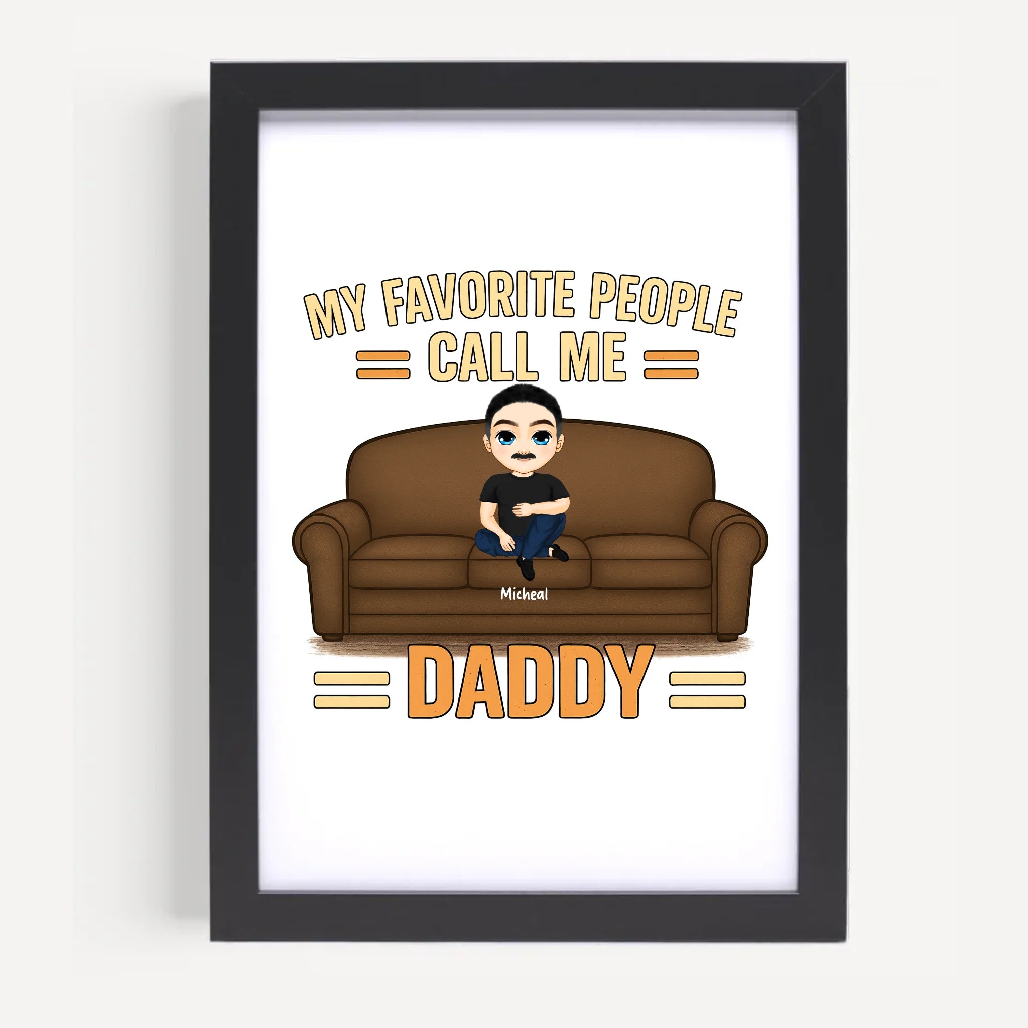 Papa Kinder Cartoon Illustration Poster Geschenk personalisierbar - Cantty