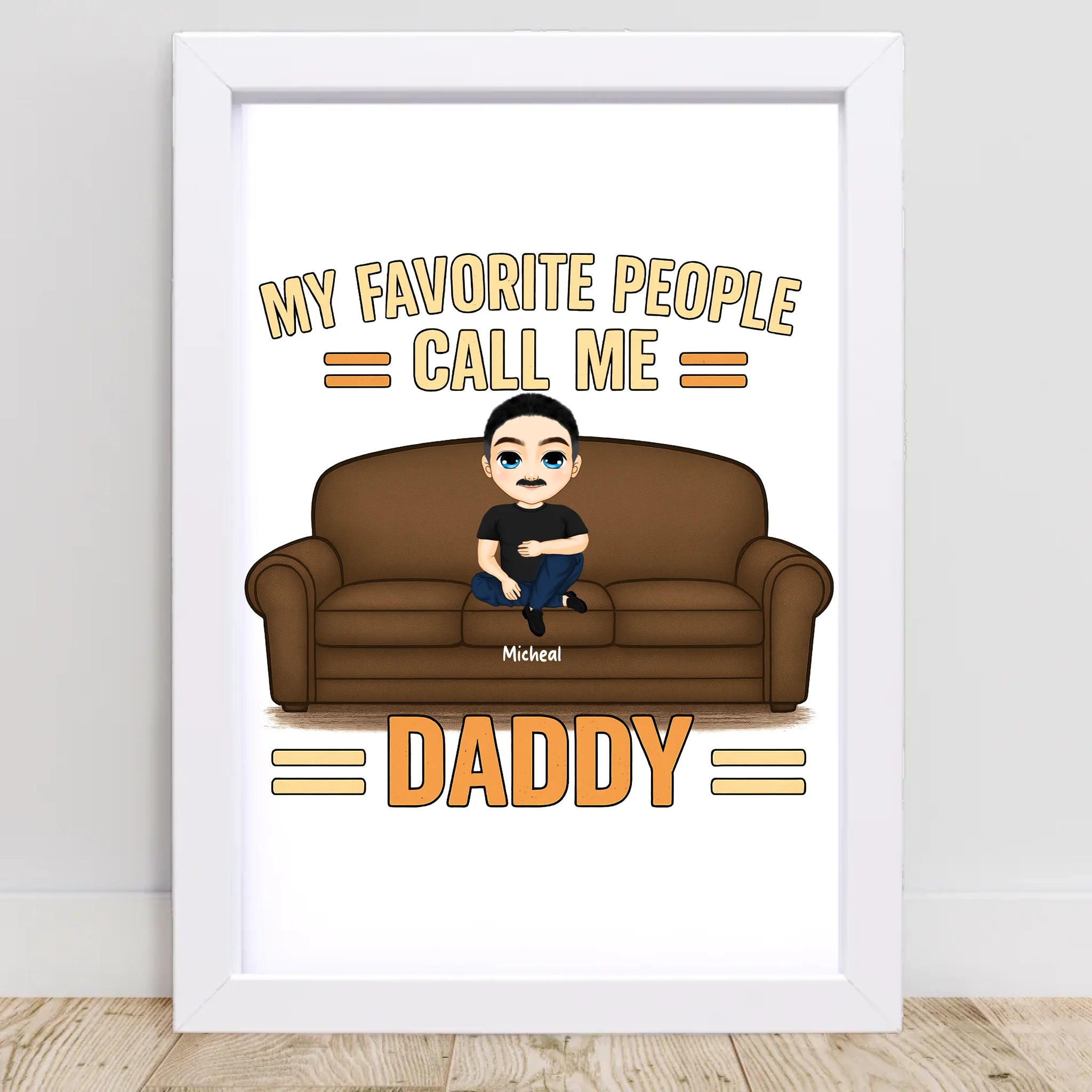 Papa Kinder Cartoon Illustration Poster Geschenk personalisierbar - Cantty
