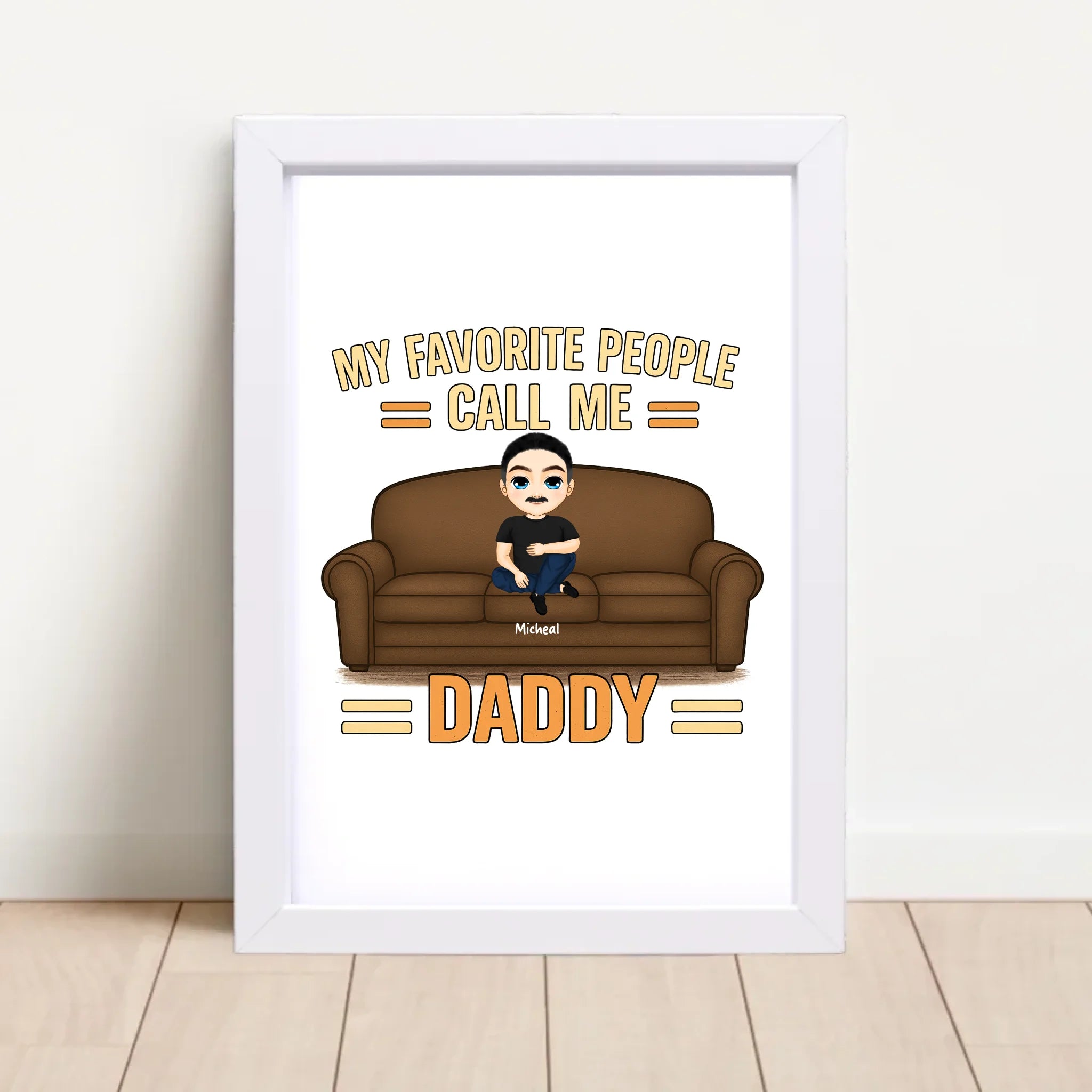 Papa Kinder Cartoon Illustration Poster Geschenk personalisierbar - Cantty