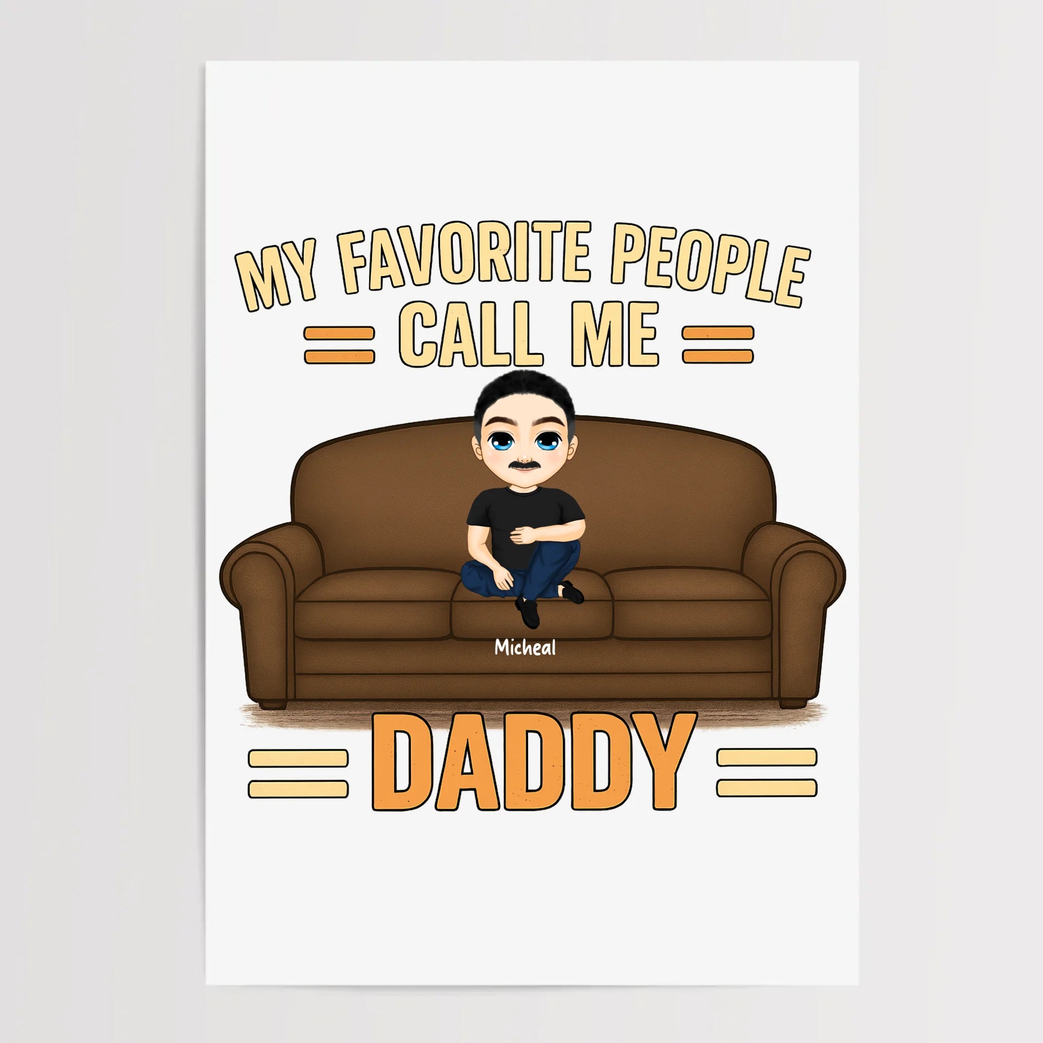 Papa Kinder Cartoon Illustration Poster Geschenk personalisierbar - Cantty