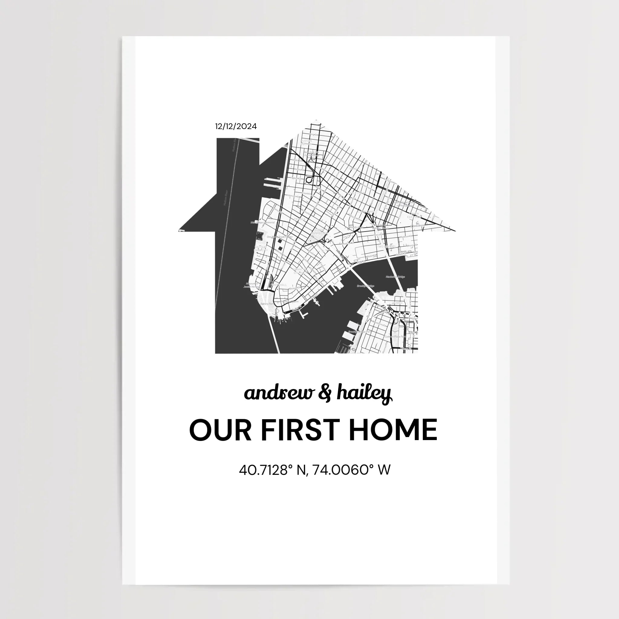 Einzugsgeschenk Poster mit Koordinaten personalisiert - Cantty