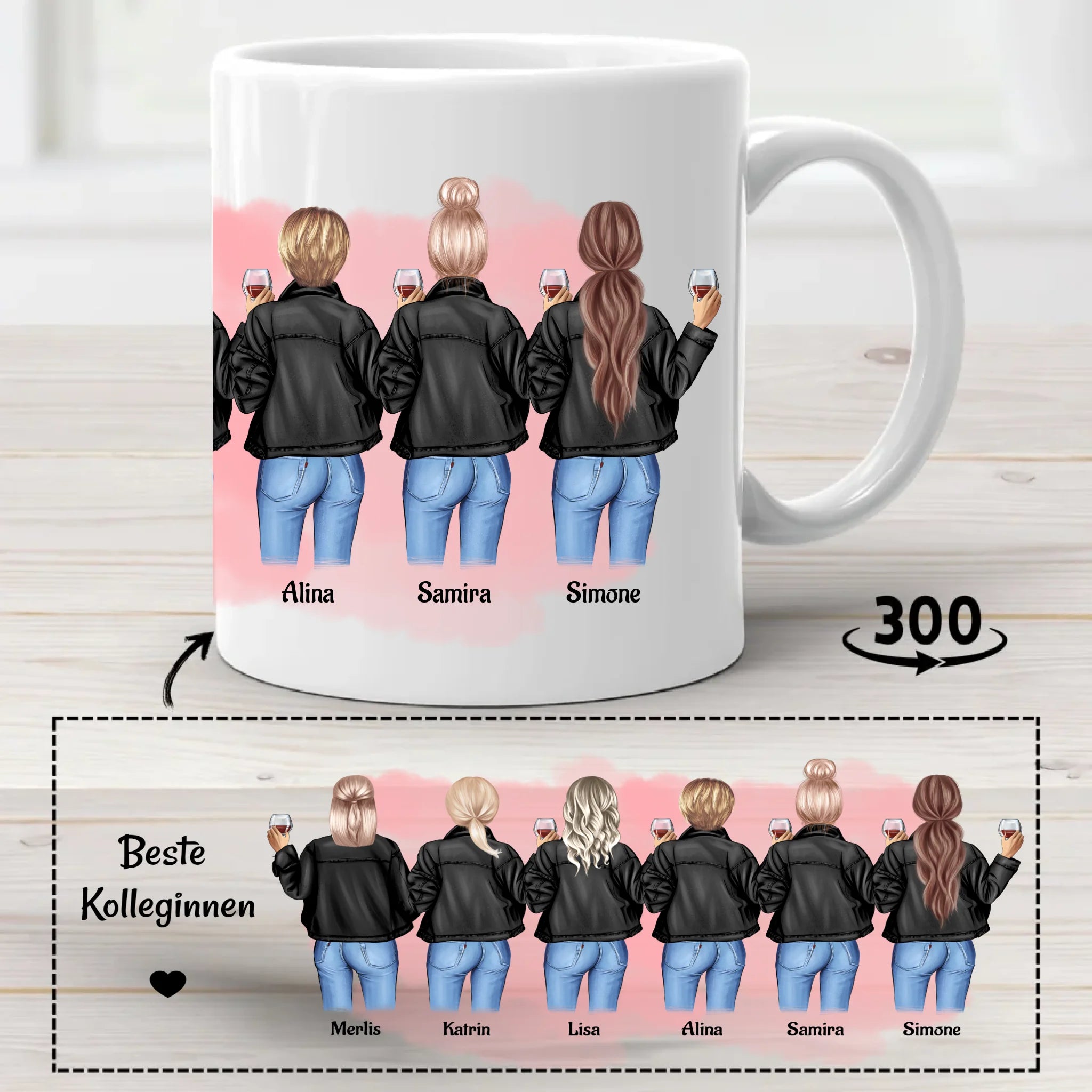 6 Kolleginnen Tasse Geschenk personalisiert - Cantty