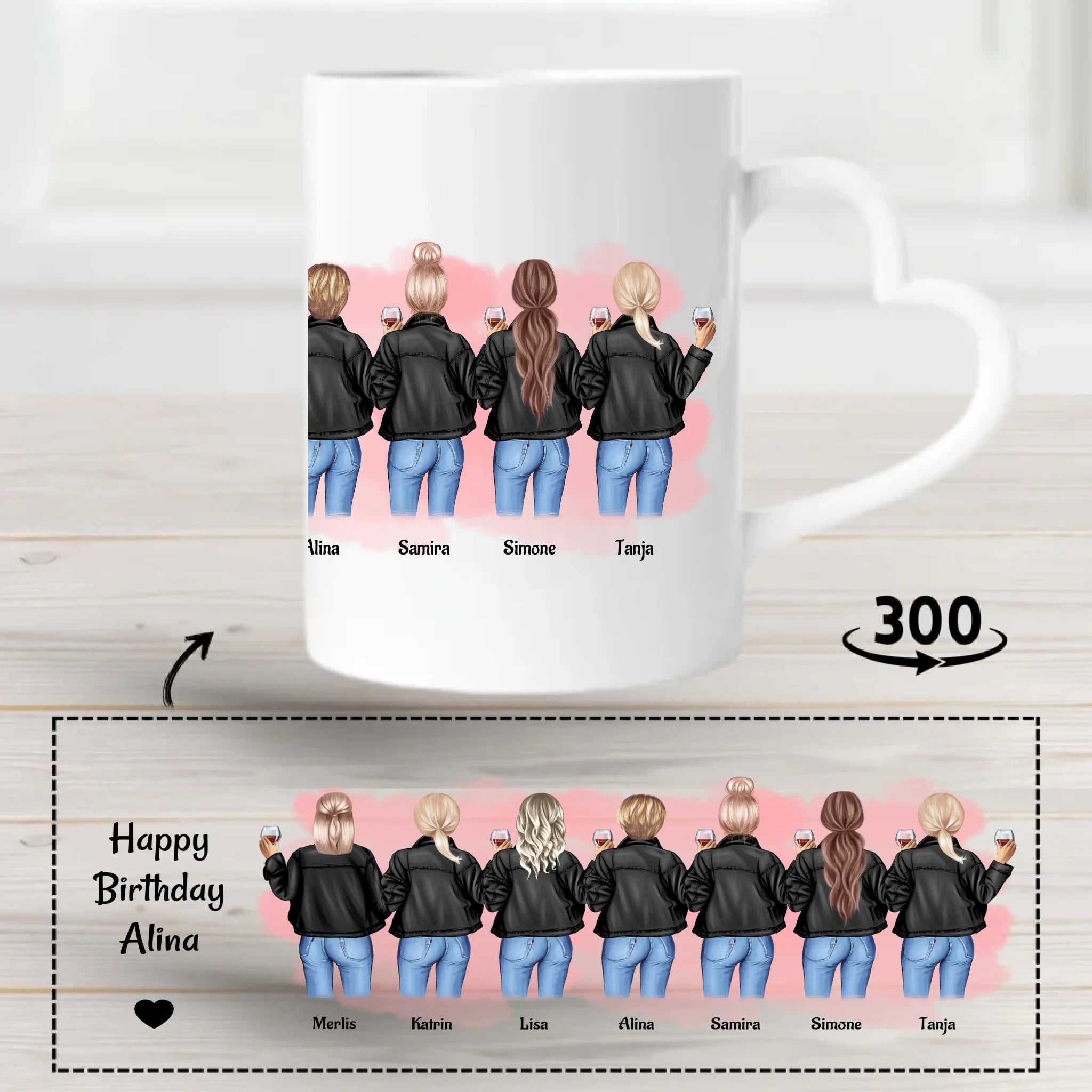 7 Kolleginnen Tasse Geschenk personalisiert - Cantty