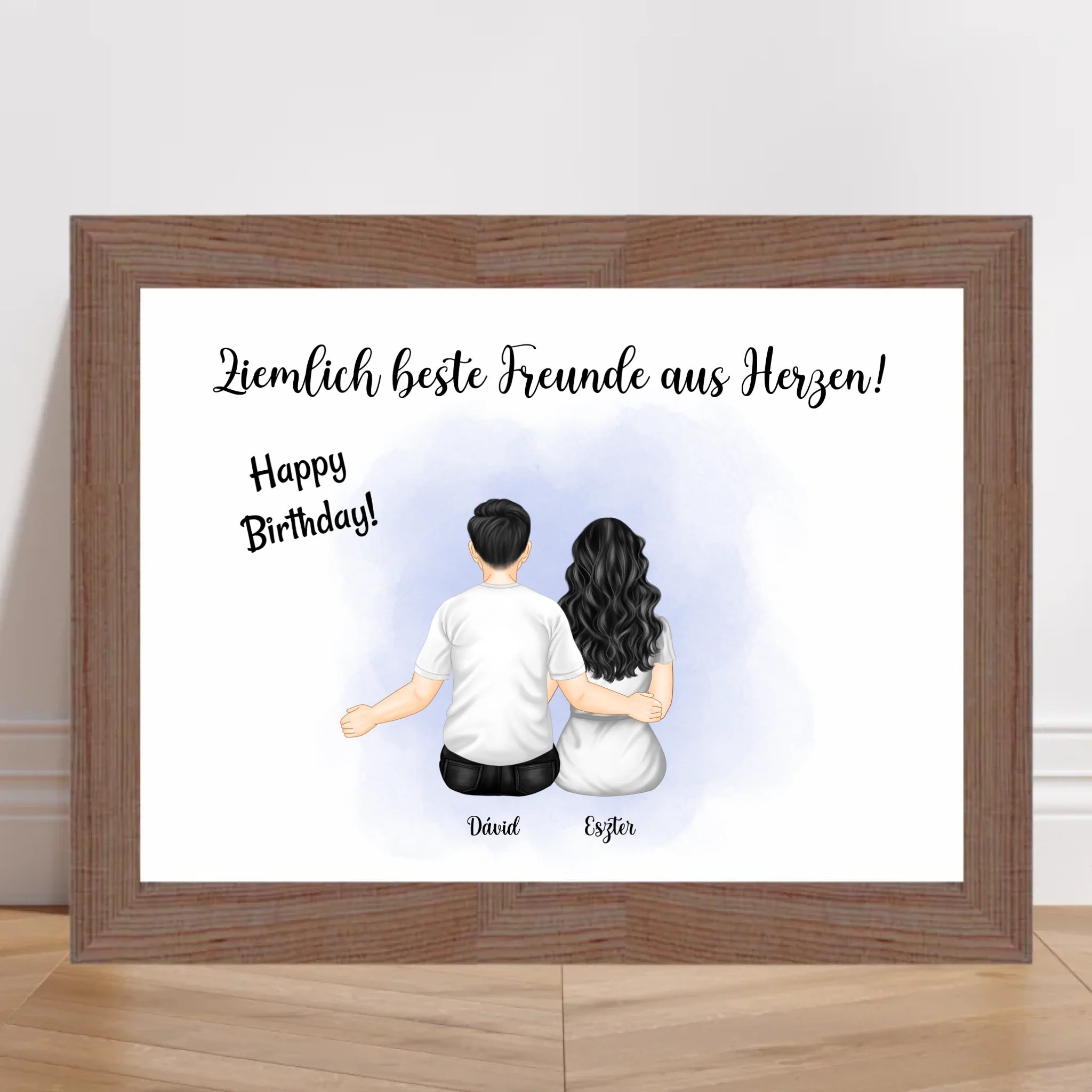 Beste Freunde Mann & Frau Geschenk Poster personalisiert - Cantty