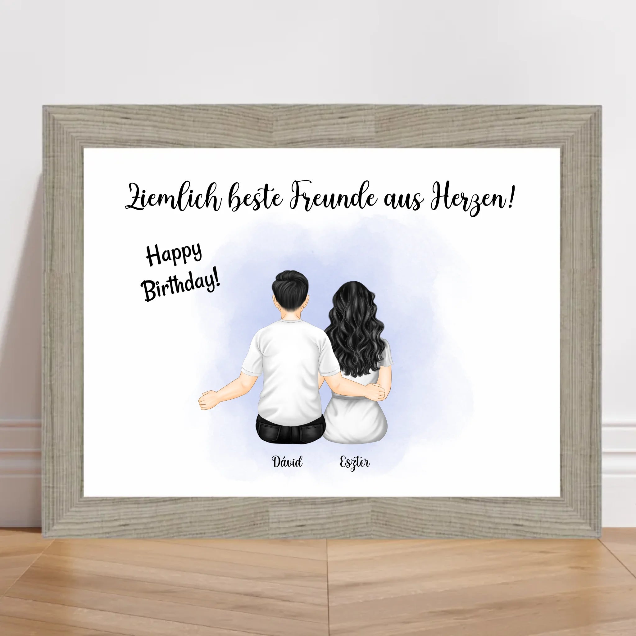 Beste Freunde Mann & Frau Geschenk Poster personalisiert - Cantty