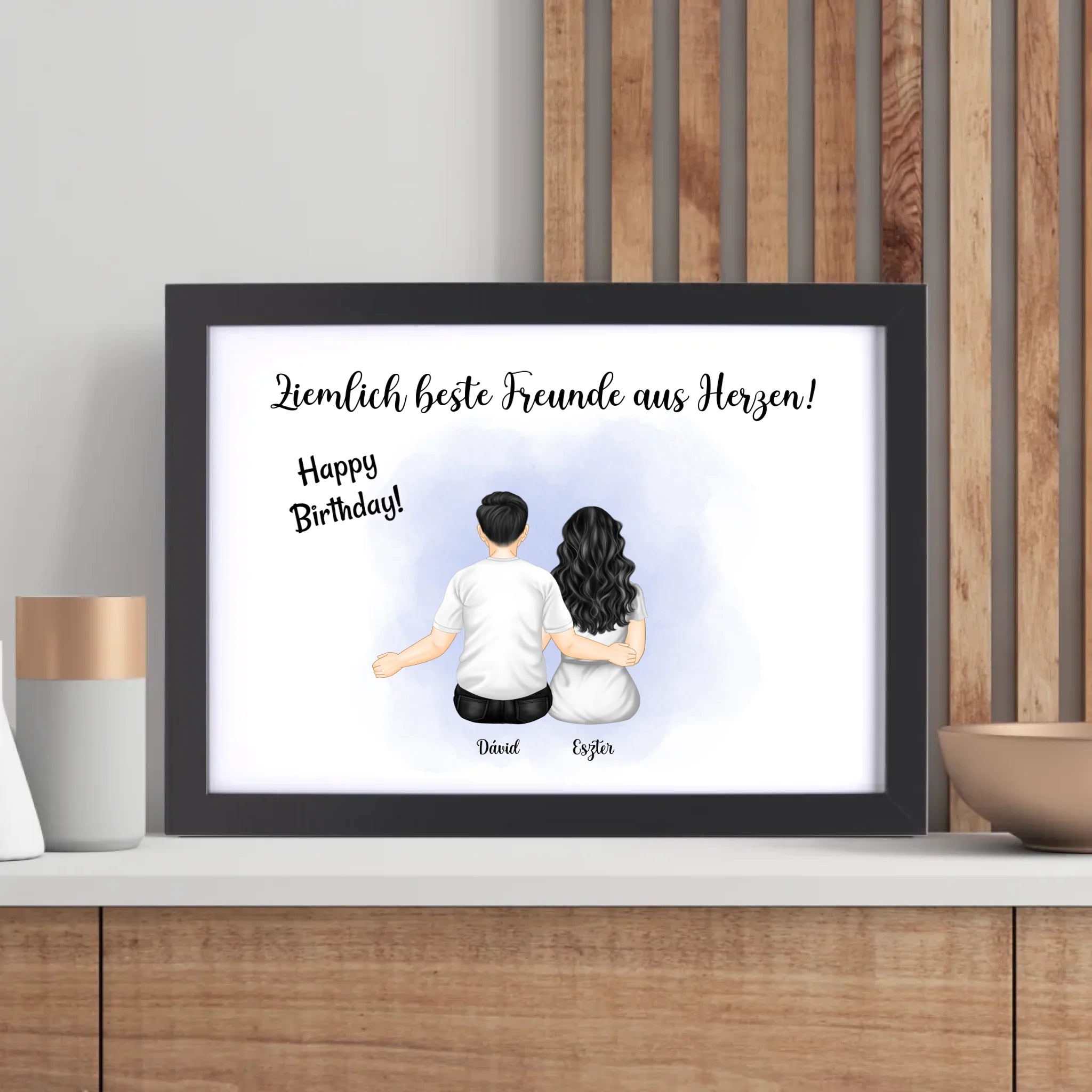 Beste Freunde Mann & Frau Geschenk Poster personalisiert - Cantty