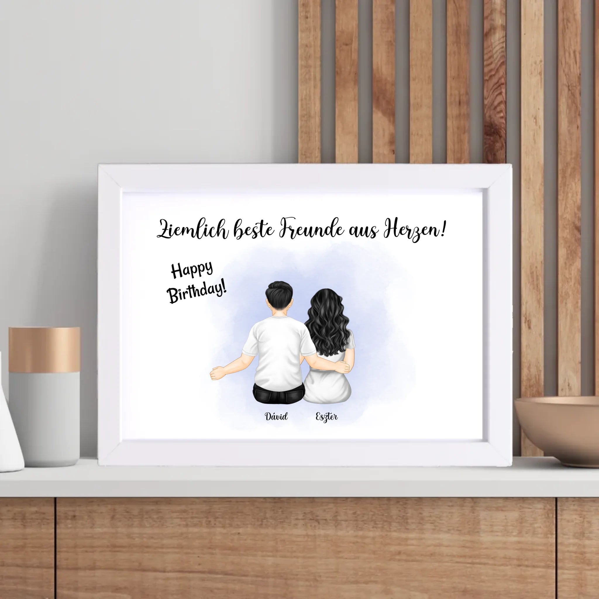 Beste Freunde Mann & Frau Geschenk Poster personalisiert - Cantty