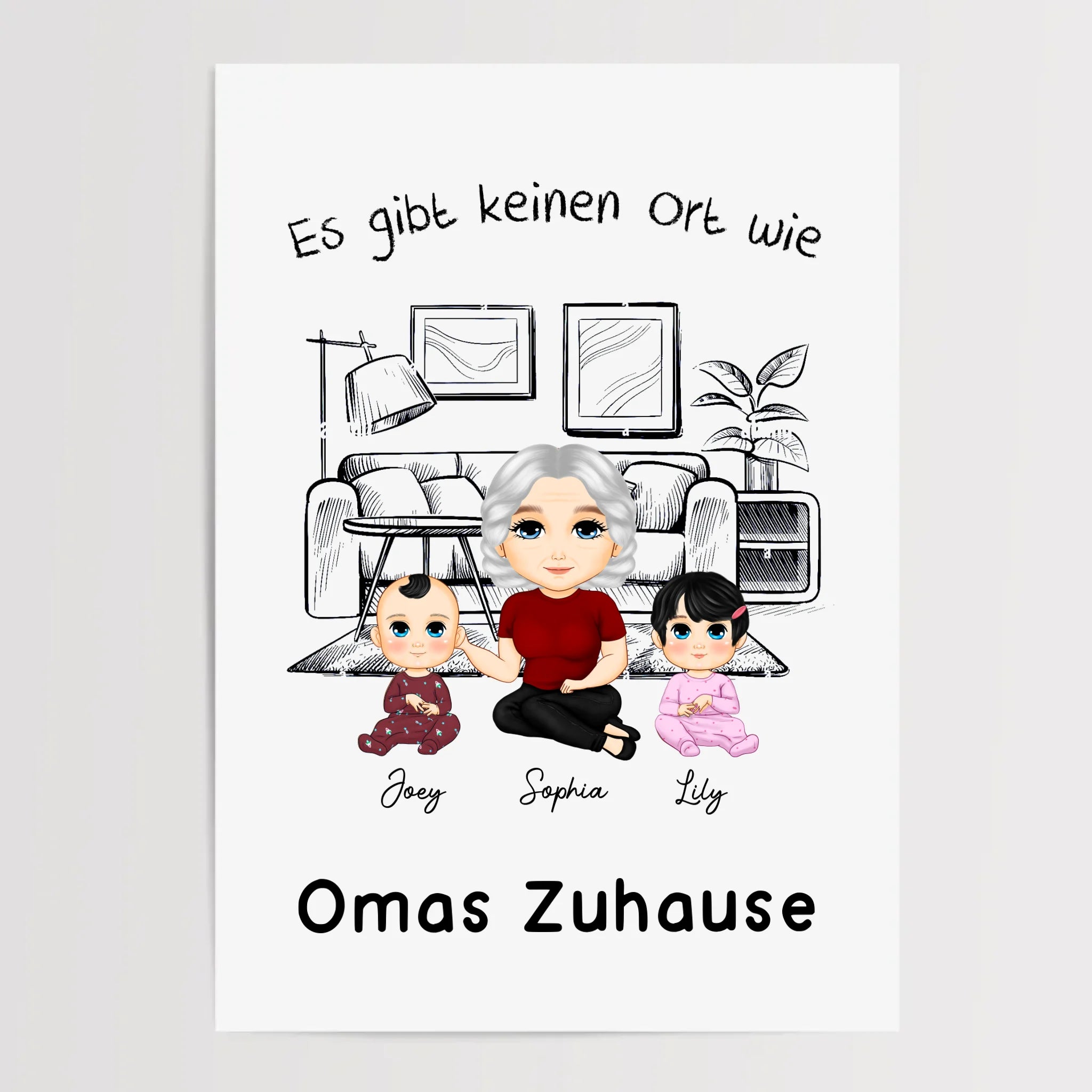 Oma Enkelkinder Cartoon Motive Geschenk Poster personalisiert - Cantty