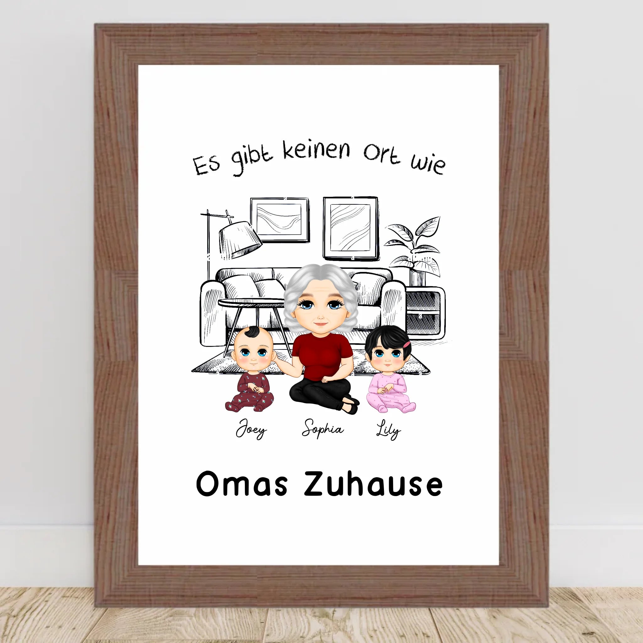 Oma Enkelkinder Cartoon Motive Geschenk Poster personalisiert - Cantty