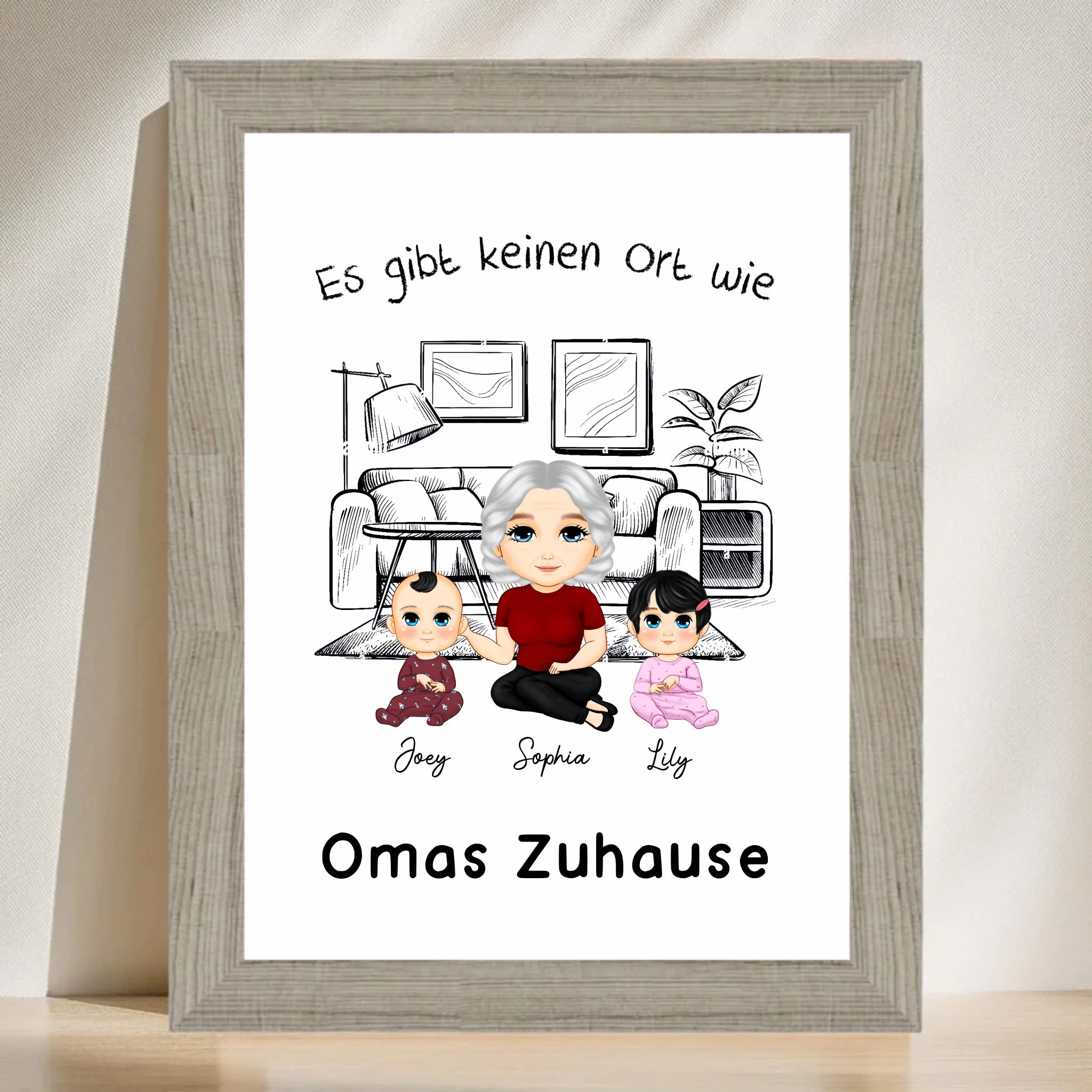 Oma Enkelkinder Cartoon Motive Geschenk Poster personalisiert - Cantty