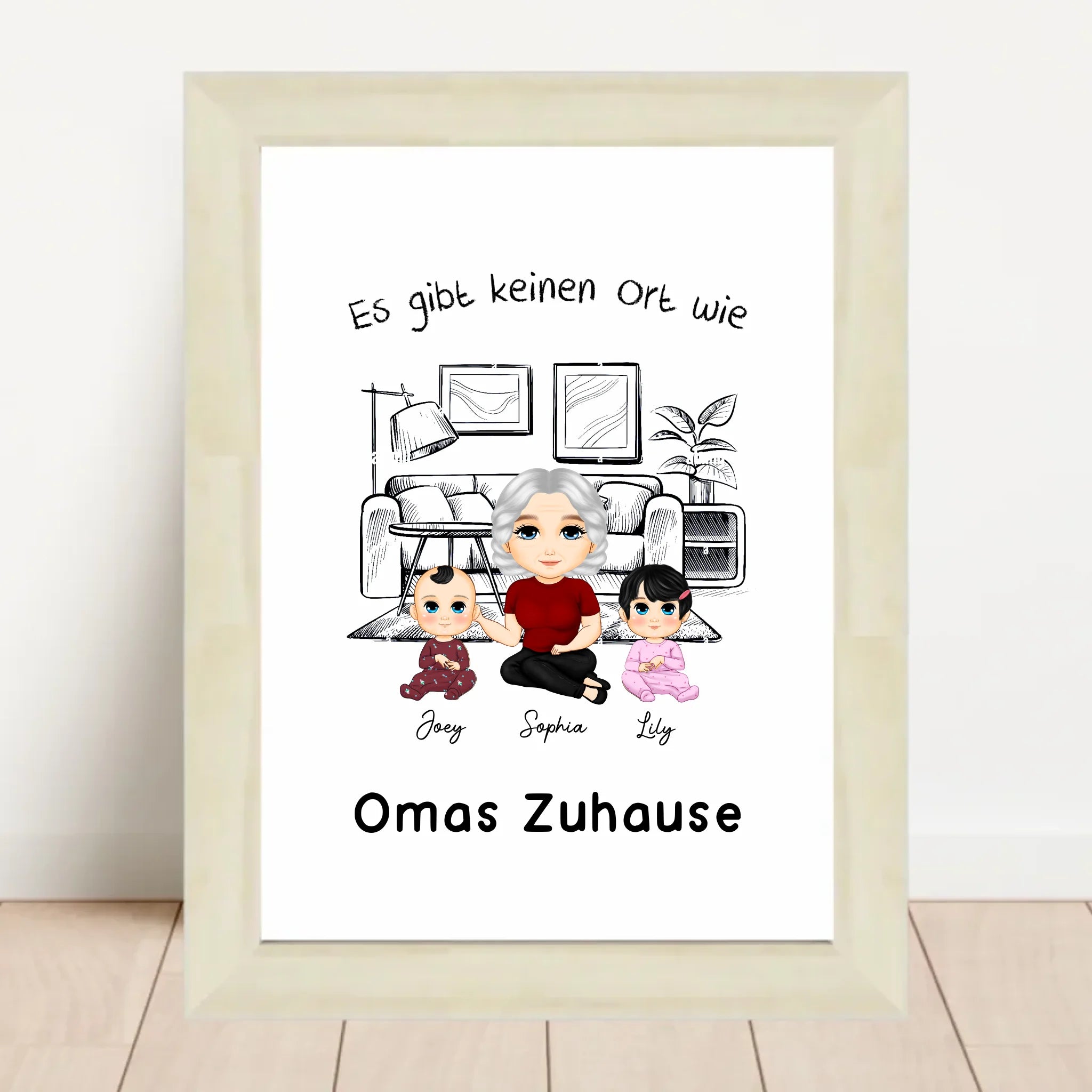 Oma Enkelkinder Cartoon Motive Geschenk Poster personalisiert - Cantty