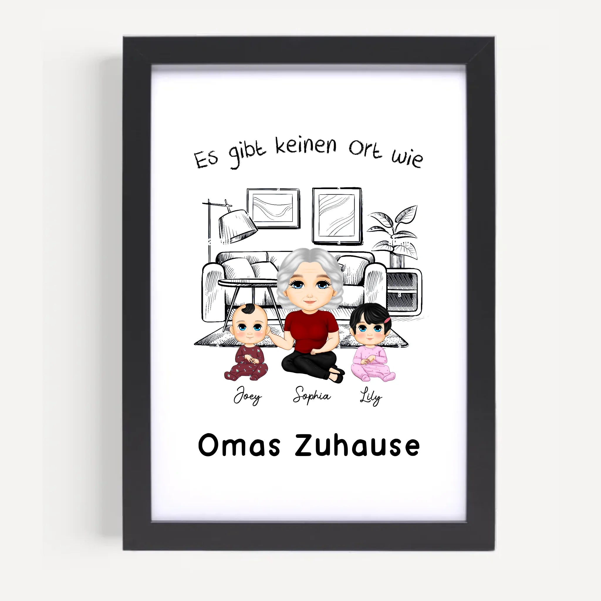 Oma Enkelkinder Cartoon Motive Geschenk Poster personalisiert - Cantty