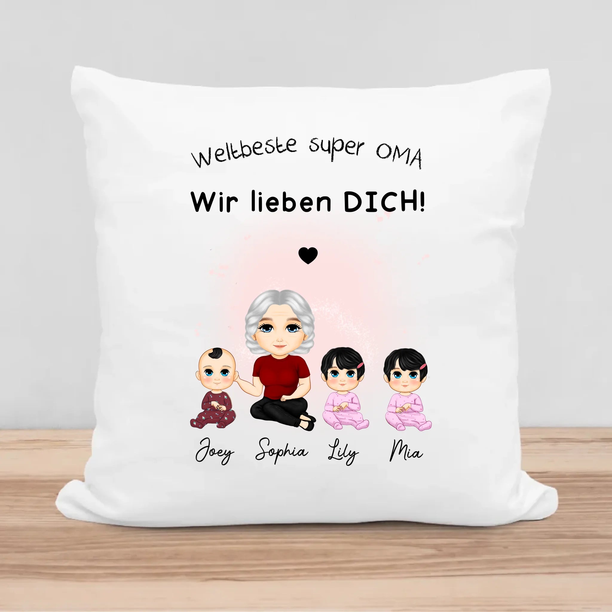 Oma Kissen Geschenk personalisiert mit bis zu 3 Enkelkinder - Cantty