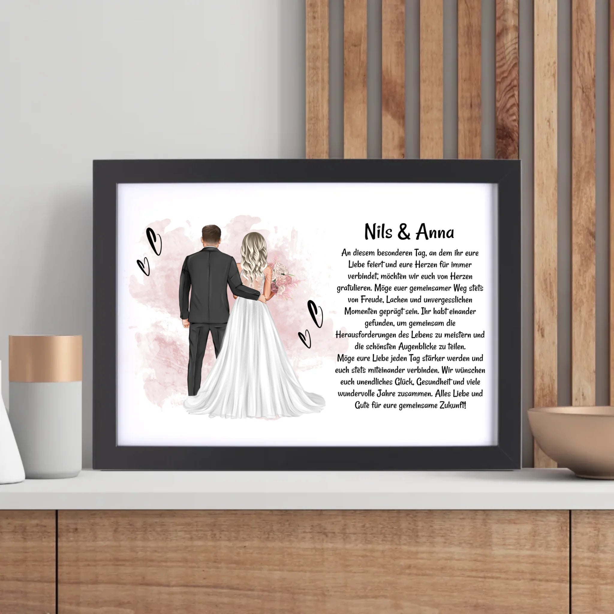 Hochzeitspaar Poster Bild Karte Hochzeitsgeschenk personalisiert für Brautpaar - Cantty