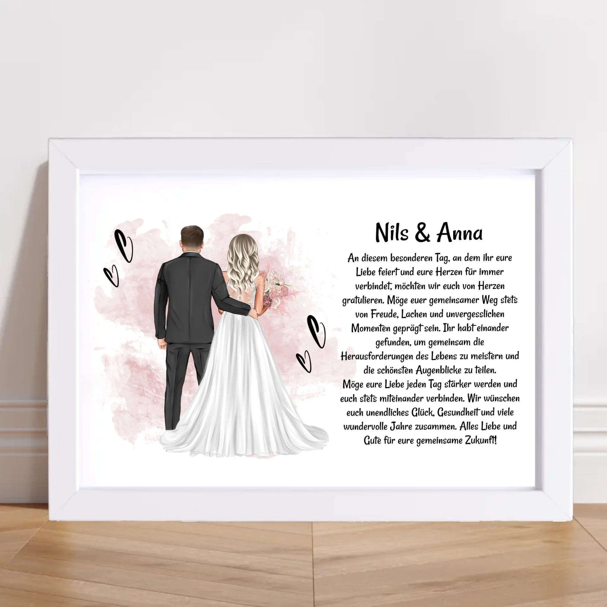 Hochzeitspaar Poster Bild Karte Hochzeitsgeschenk personalisiert für Brautpaar - Cantty