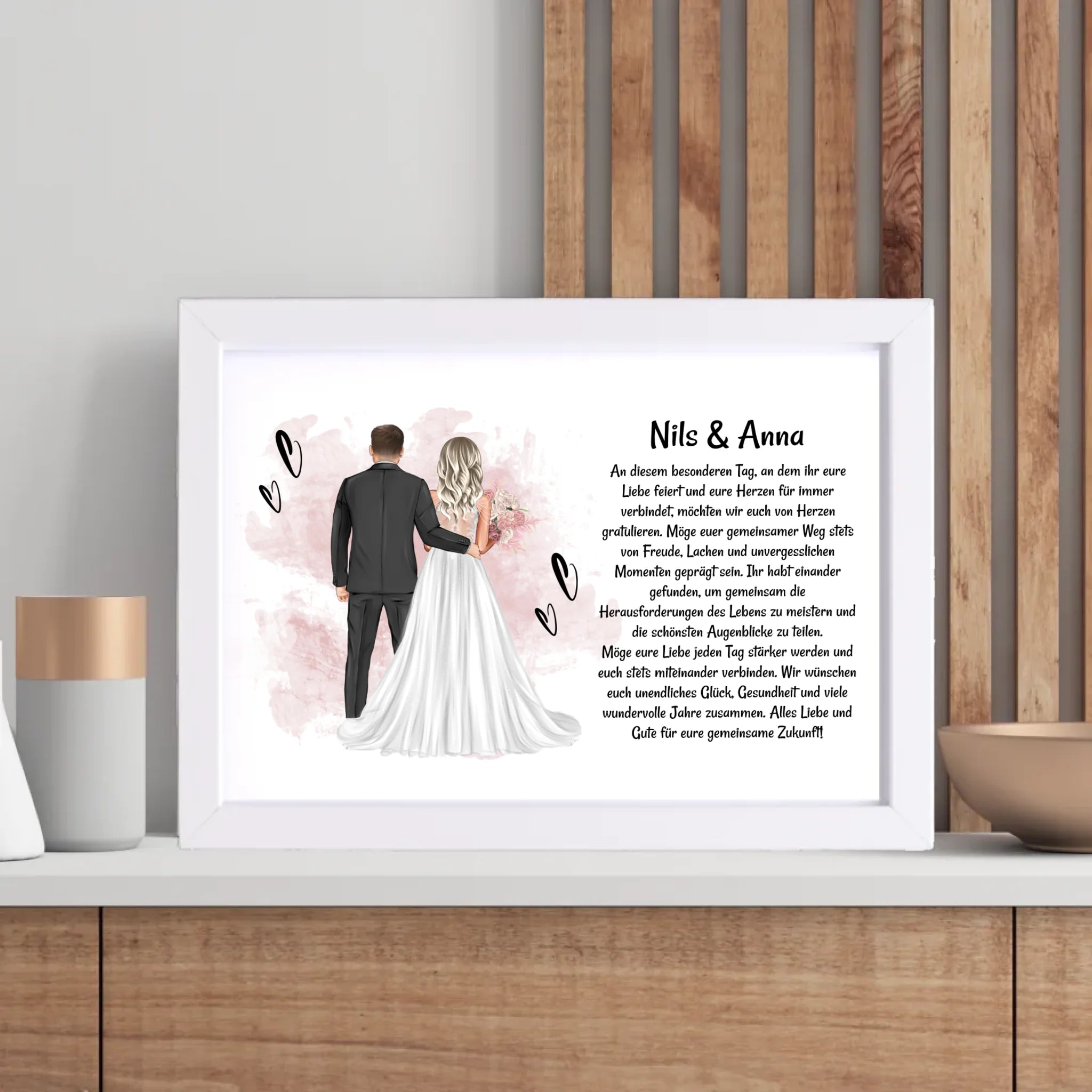 Hochzeitspaar Poster Bild Karte Hochzeitsgeschenk personalisiert für Brautpaar - Cantty