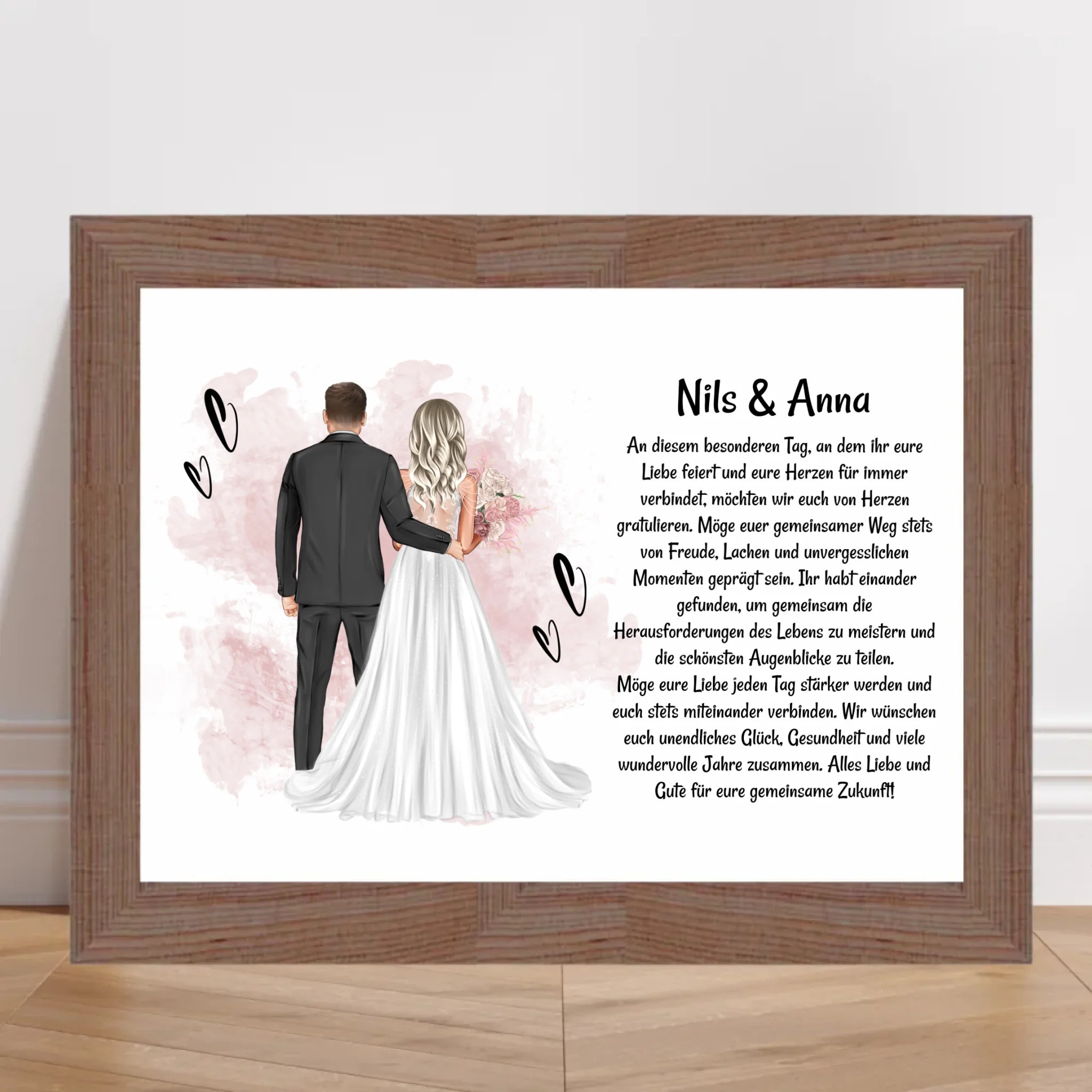 Hochzeitspaar Poster Bild Karte Hochzeitsgeschenk personalisiert für Brautpaar - Cantty