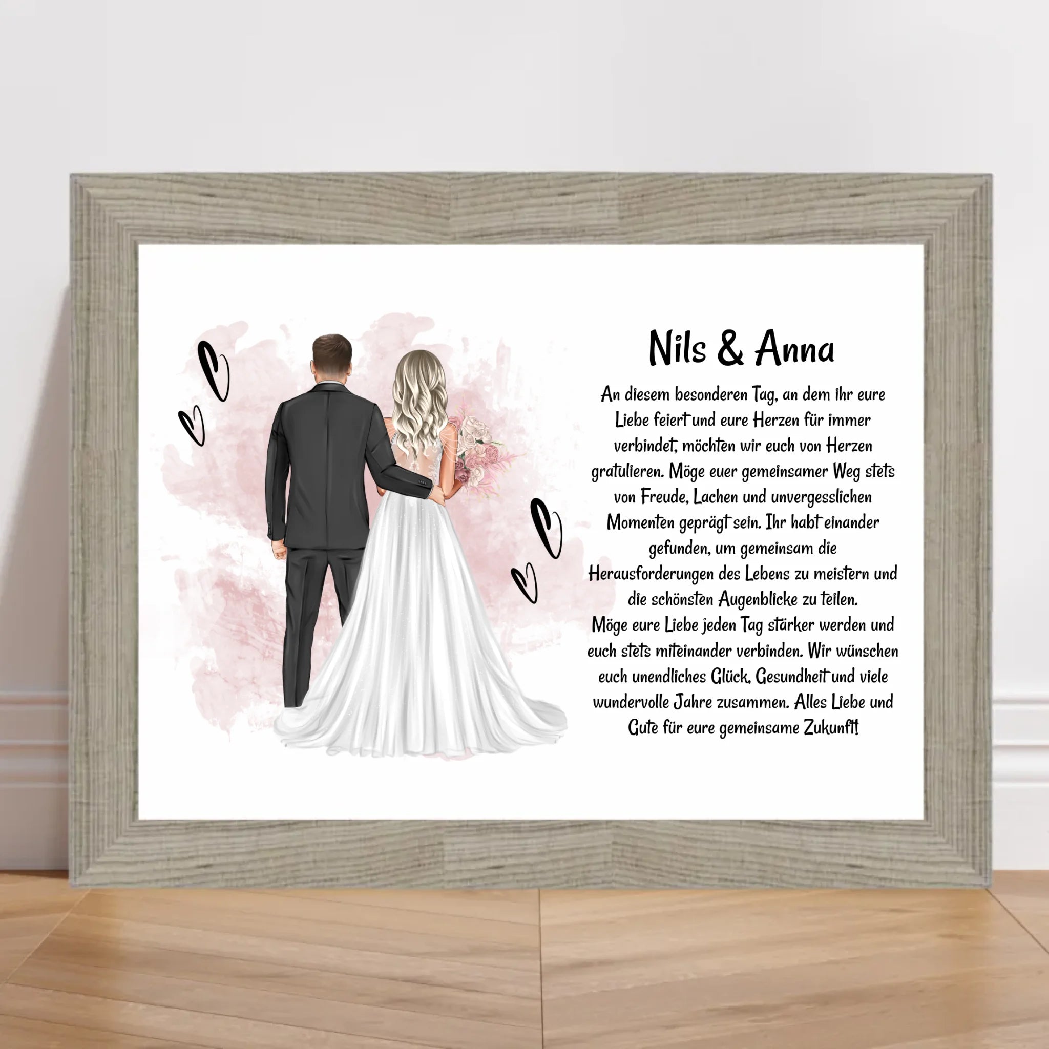 Hochzeitspaar Poster Bild Karte Hochzeitsgeschenk personalisiert für Brautpaar - Cantty
