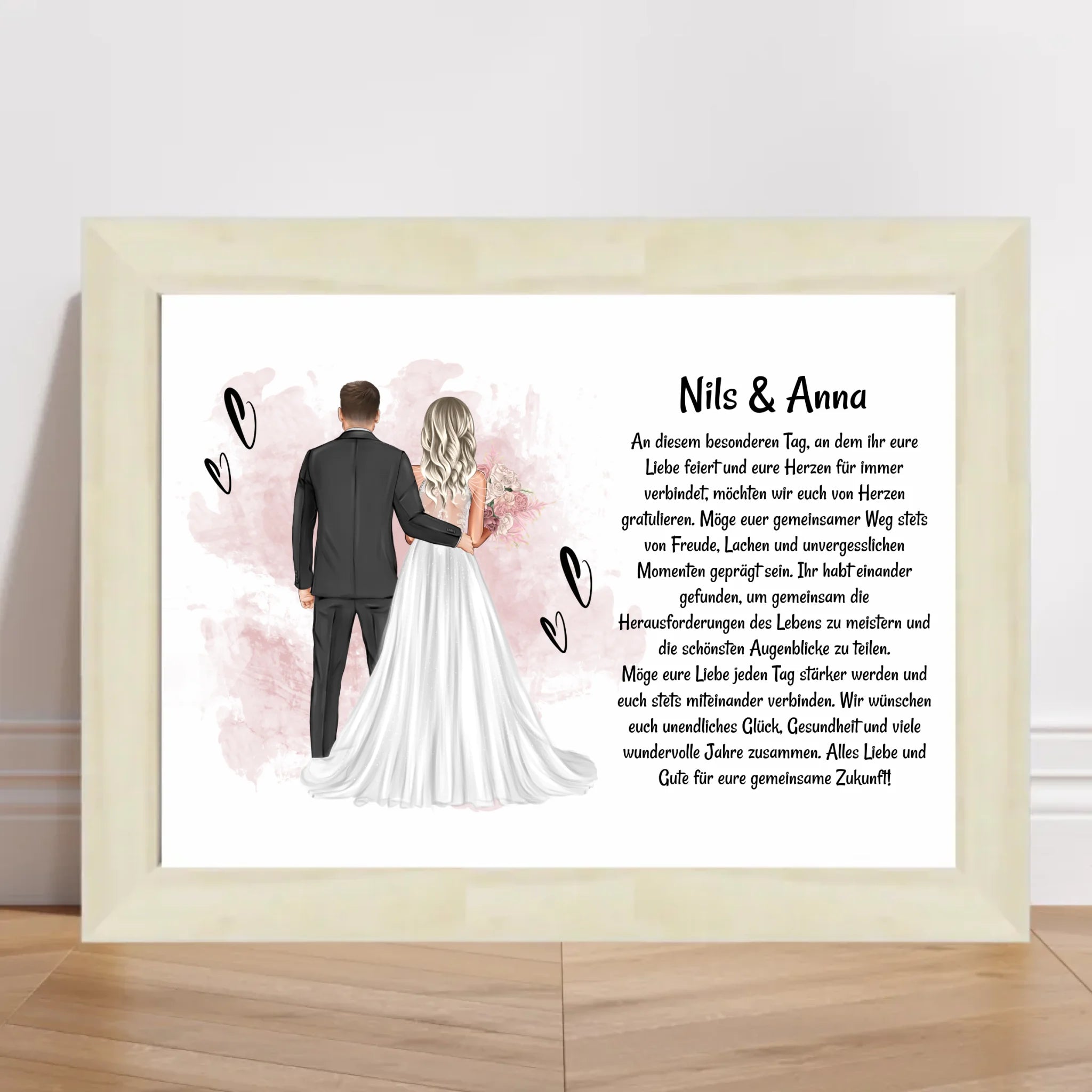 Hochzeitspaar Poster Bild Karte Hochzeitsgeschenk personalisiert für Brautpaar - Cantty
