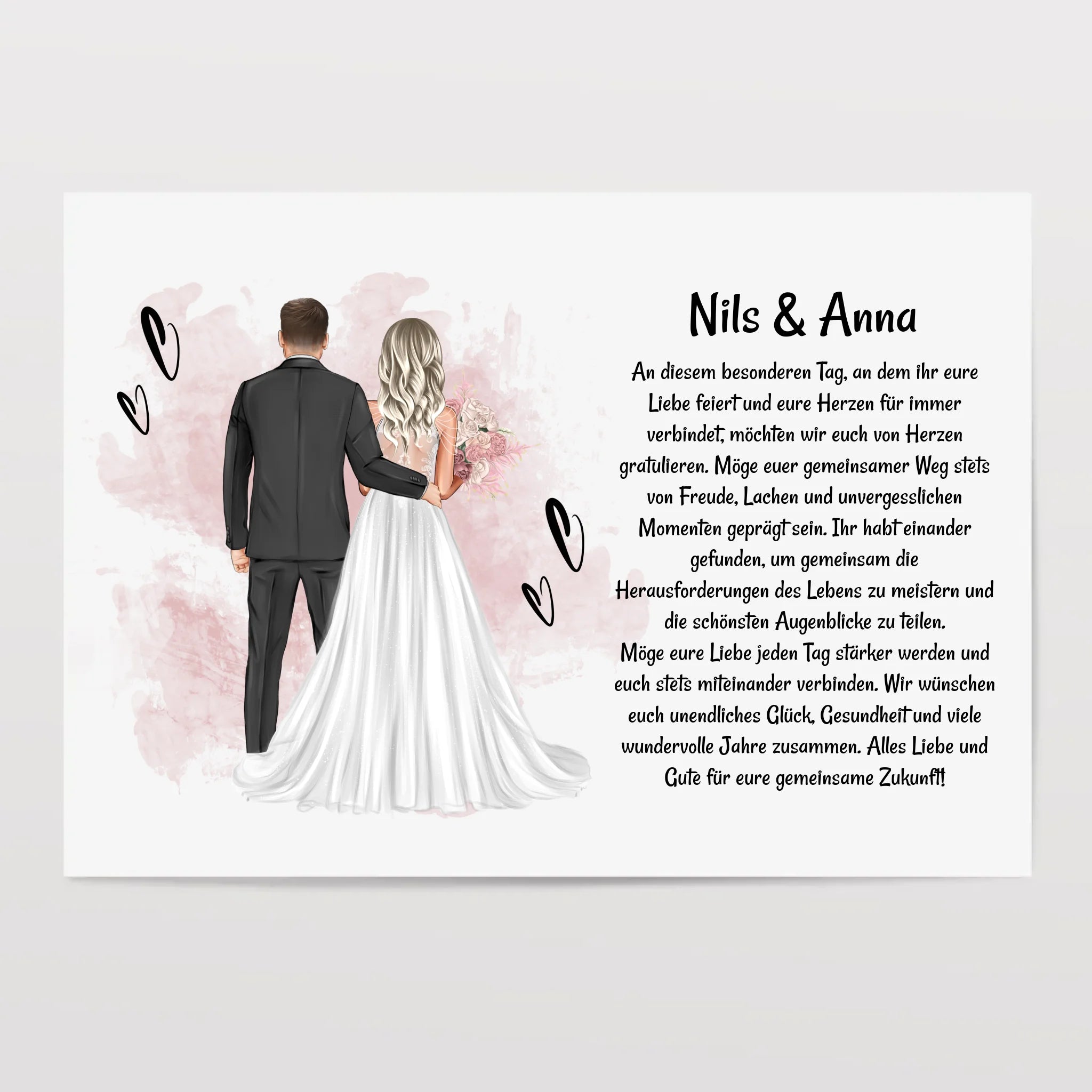 Hochzeitspaar Poster Bild Karte Hochzeitsgeschenk personalisiert für Brautpaar - Cantty