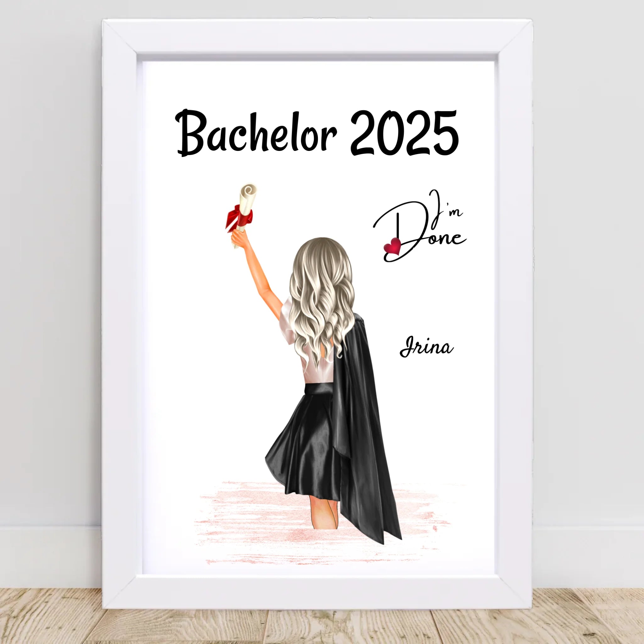 Poster Abschlussgeschenk Studium für Sie & Mädchen zum Master & Bachelor personalisiert - Cantty