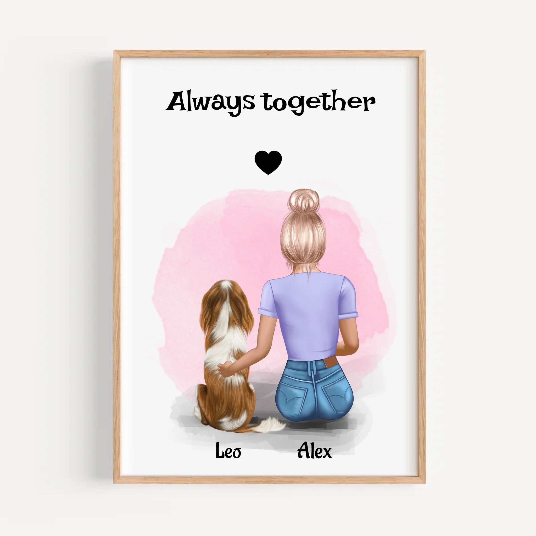 Geschenk Poster MĂ€dchen mit Hund personalisiert - Cantty
