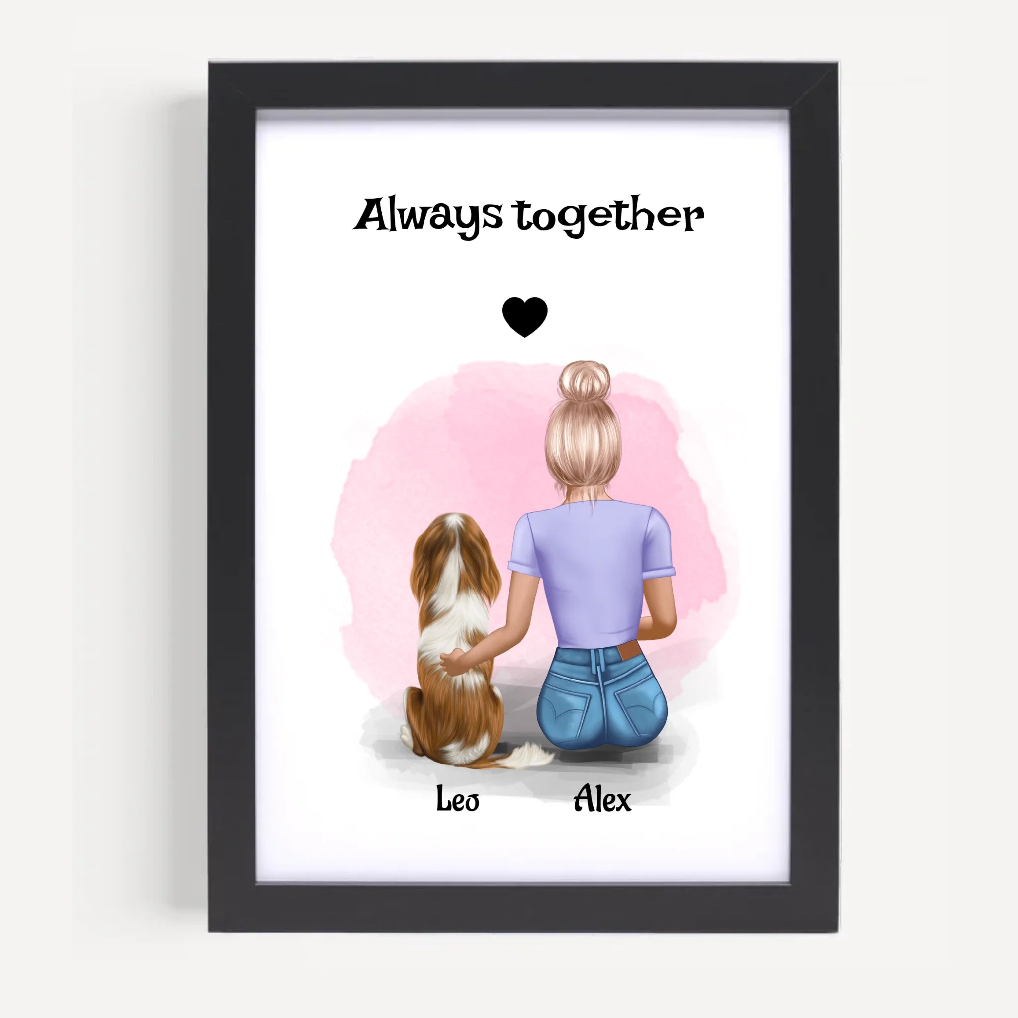 Geschenk Poster MĂ€dchen mit Hund personalisiert - Cantty