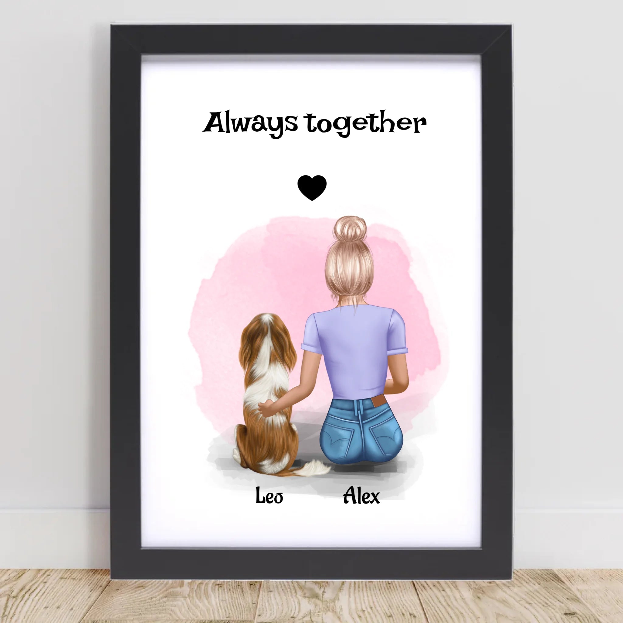 Geschenk Poster MĂ€dchen mit Hund personalisiert - Cantty