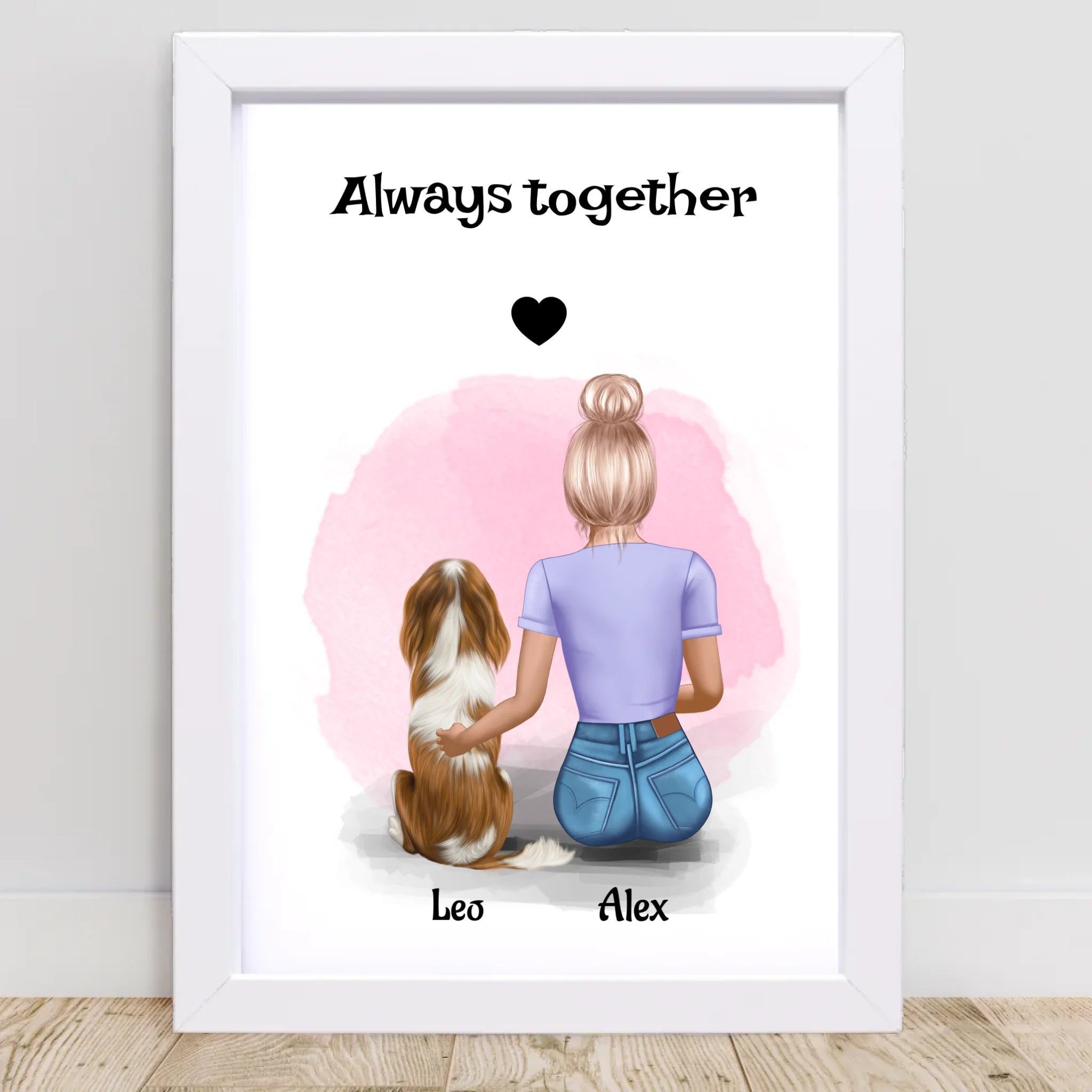 Geschenk Poster MĂ€dchen mit Hund personalisiert - Cantty