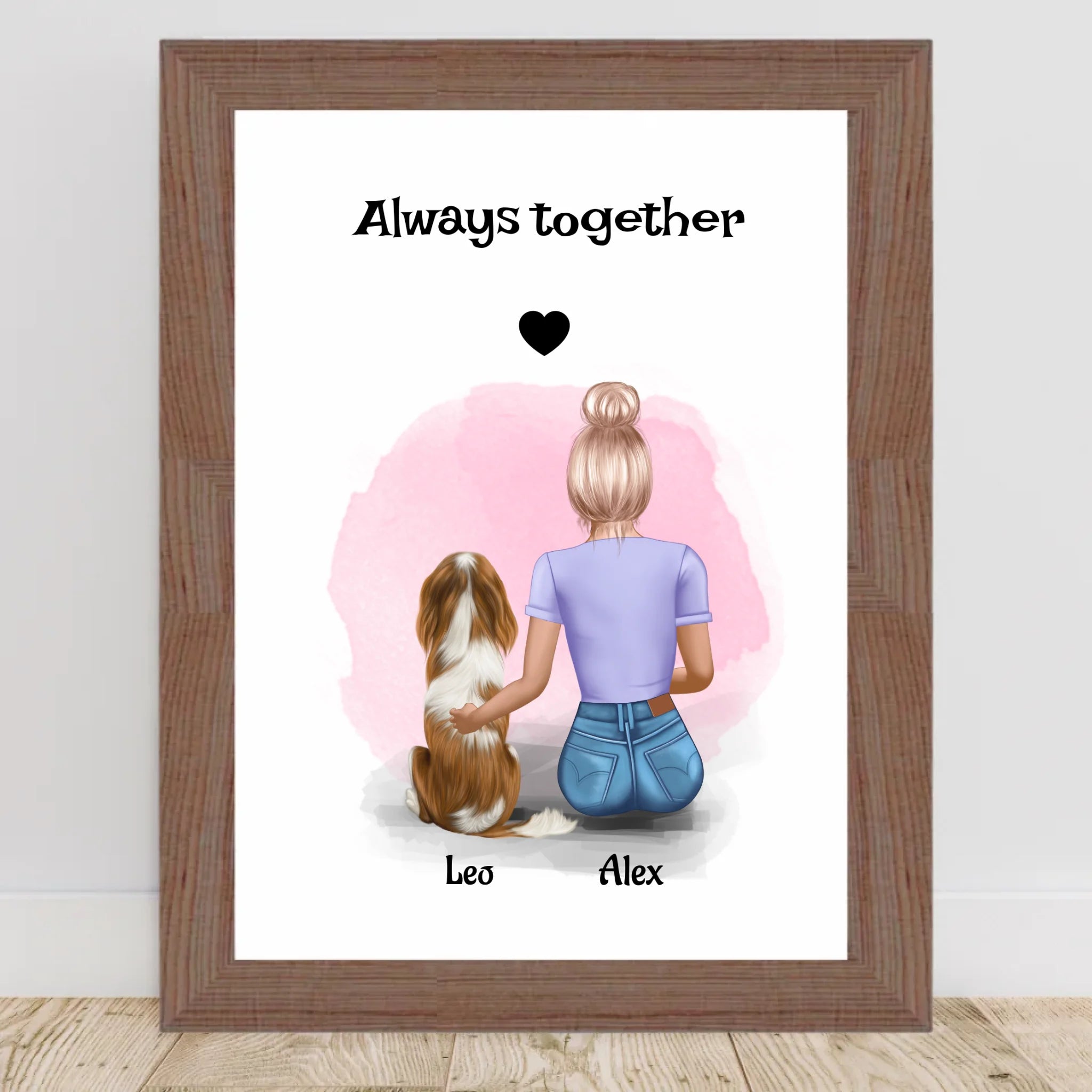 Geschenk Poster MĂ€dchen mit Hund personalisiert - Cantty