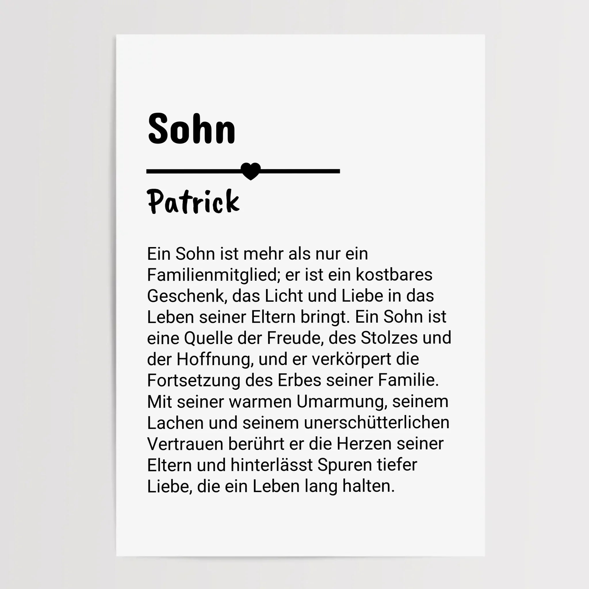 Sohn Definition Poster Geschenk personalisiert - Cantty