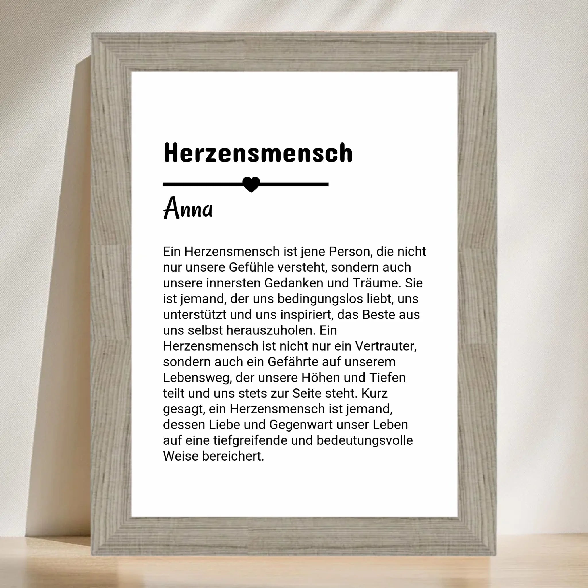 Herzensmensch Definition Poster Geschenk personalisiert - Cantty