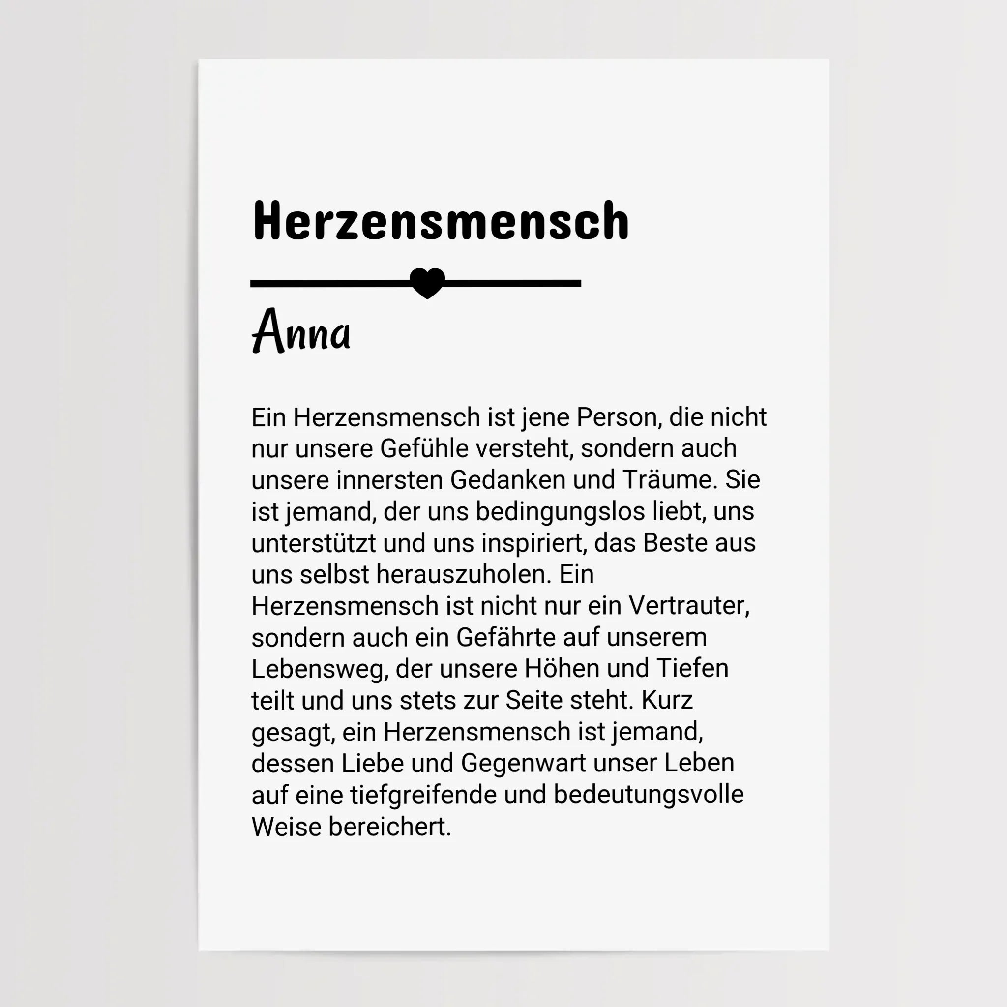 Herzensmensch Definition Poster Geschenk personalisiert - Cantty